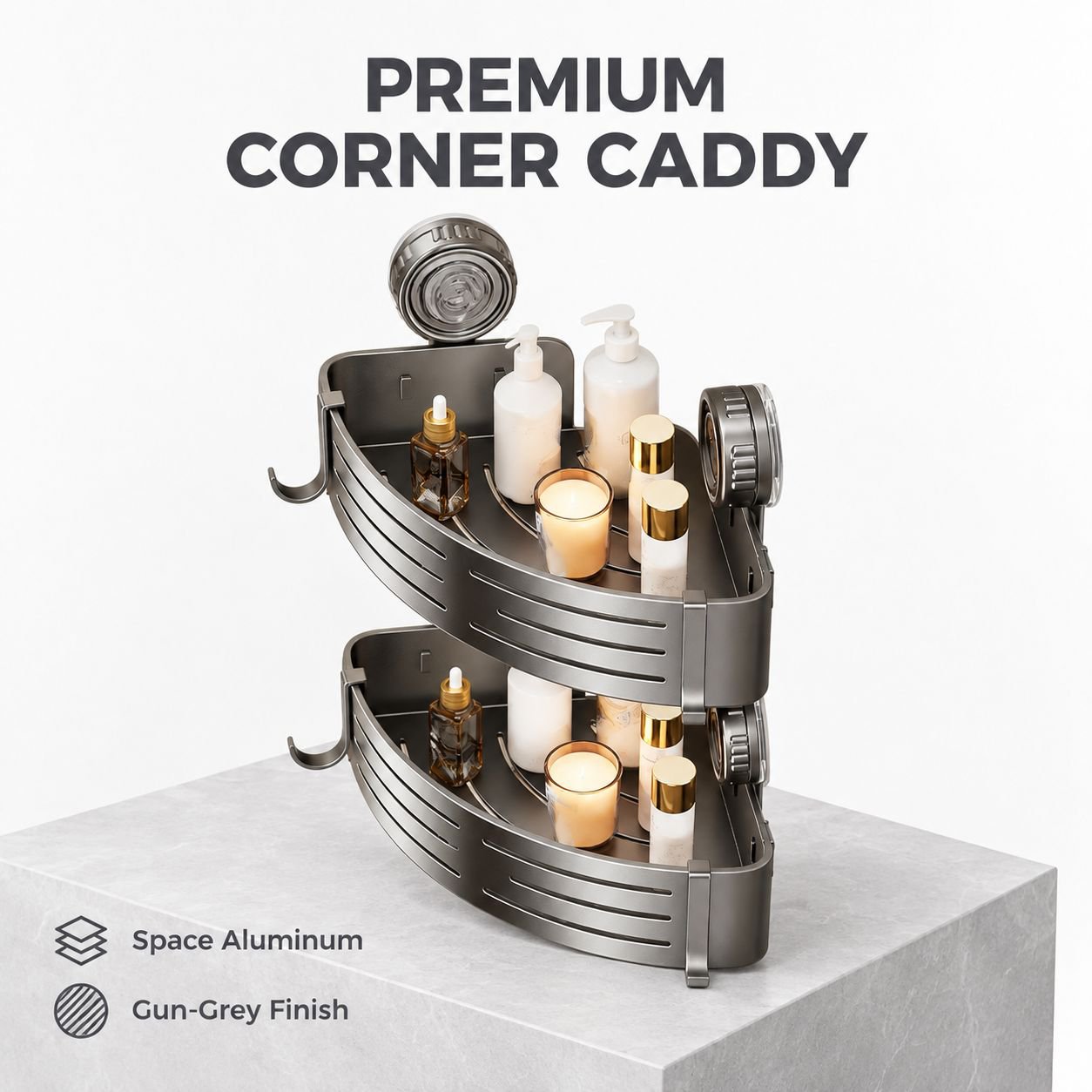 Powerful Suction Cup Triangle Storage Rack