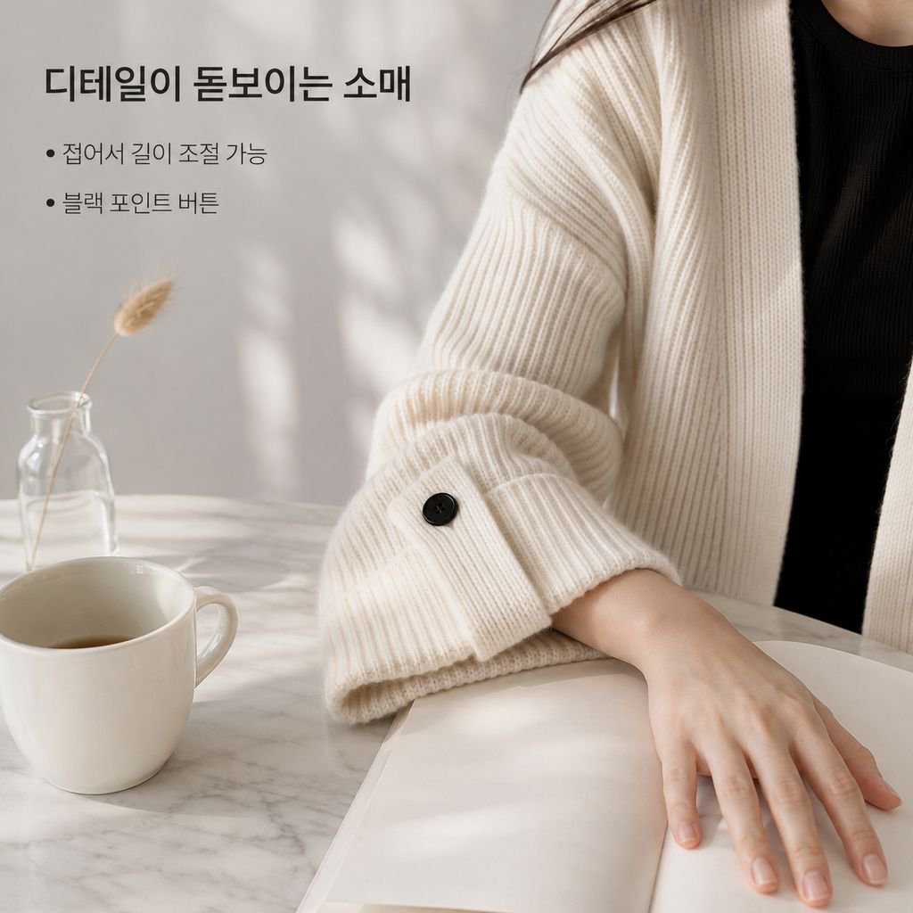 여성 가을겨울 V넥 루즈핏 미디 롱 니트 가디건 스웨터 아우터