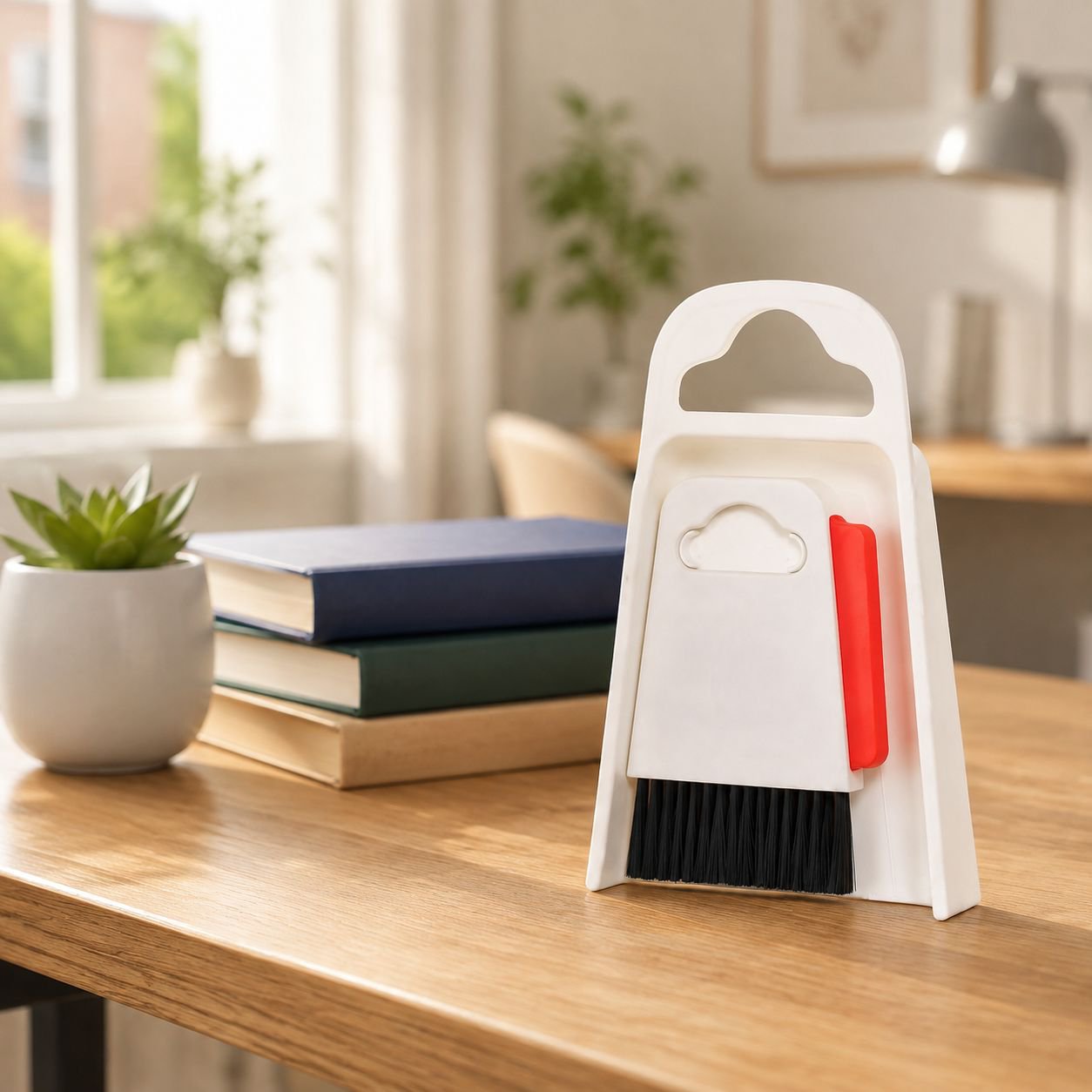 Desktop mini cleaning tool set, includes small broom, dustpan, and cleaning shovel
