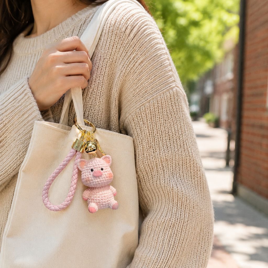 Llavero de cerdito adorable de resina 