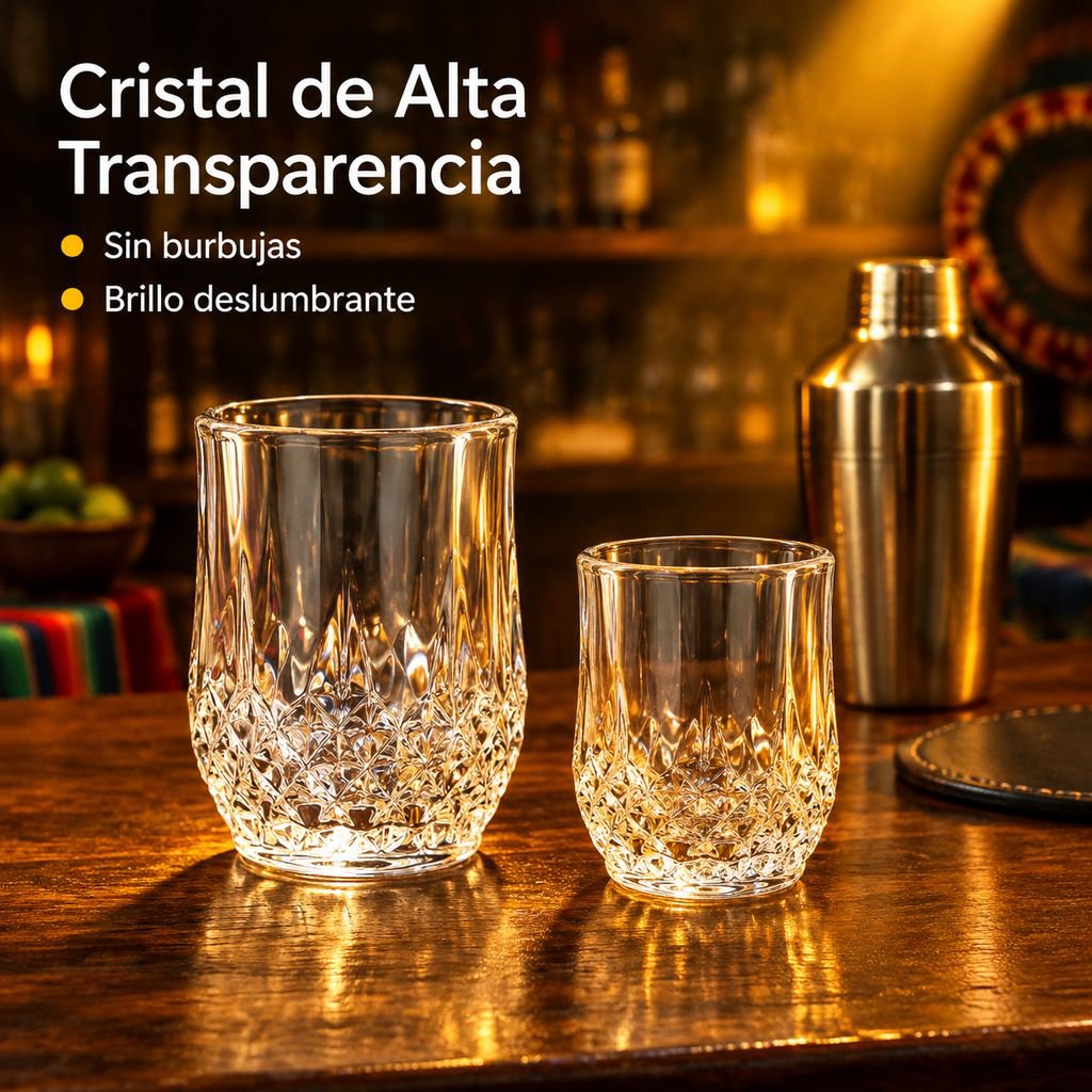 Vaso de whisky de vidrio con diseño de diamante