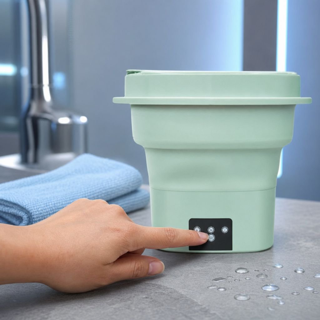 Compact Automatic Folding Washer and Spinner, Ideal for Travel and Dormitory Use