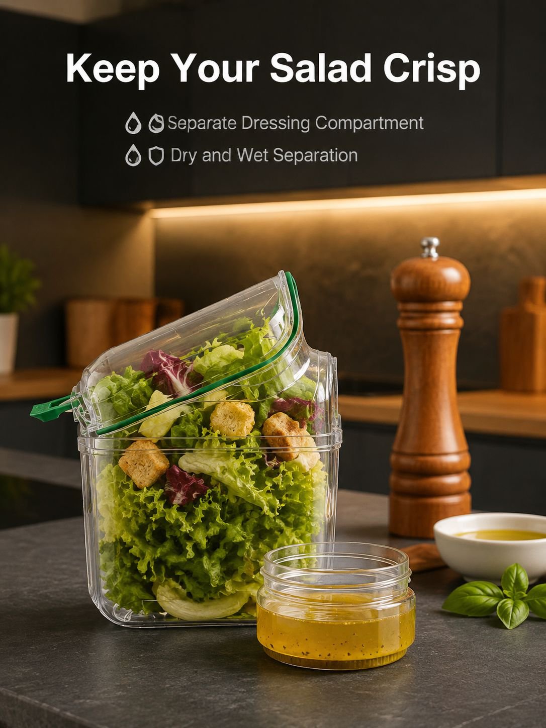 Portable Side-Opening Salad Storage Jar