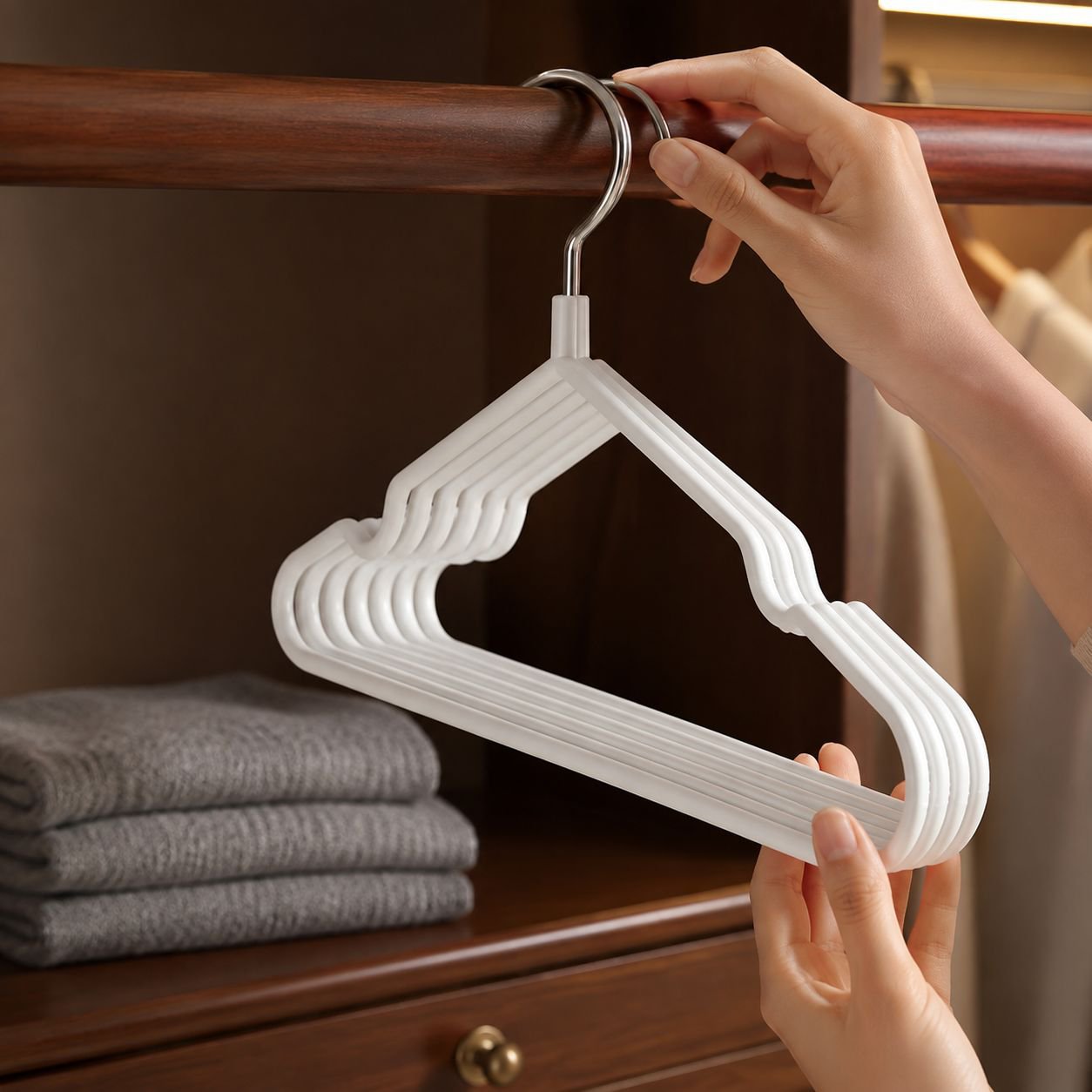 Gentle clothes care with anti-slip hanger