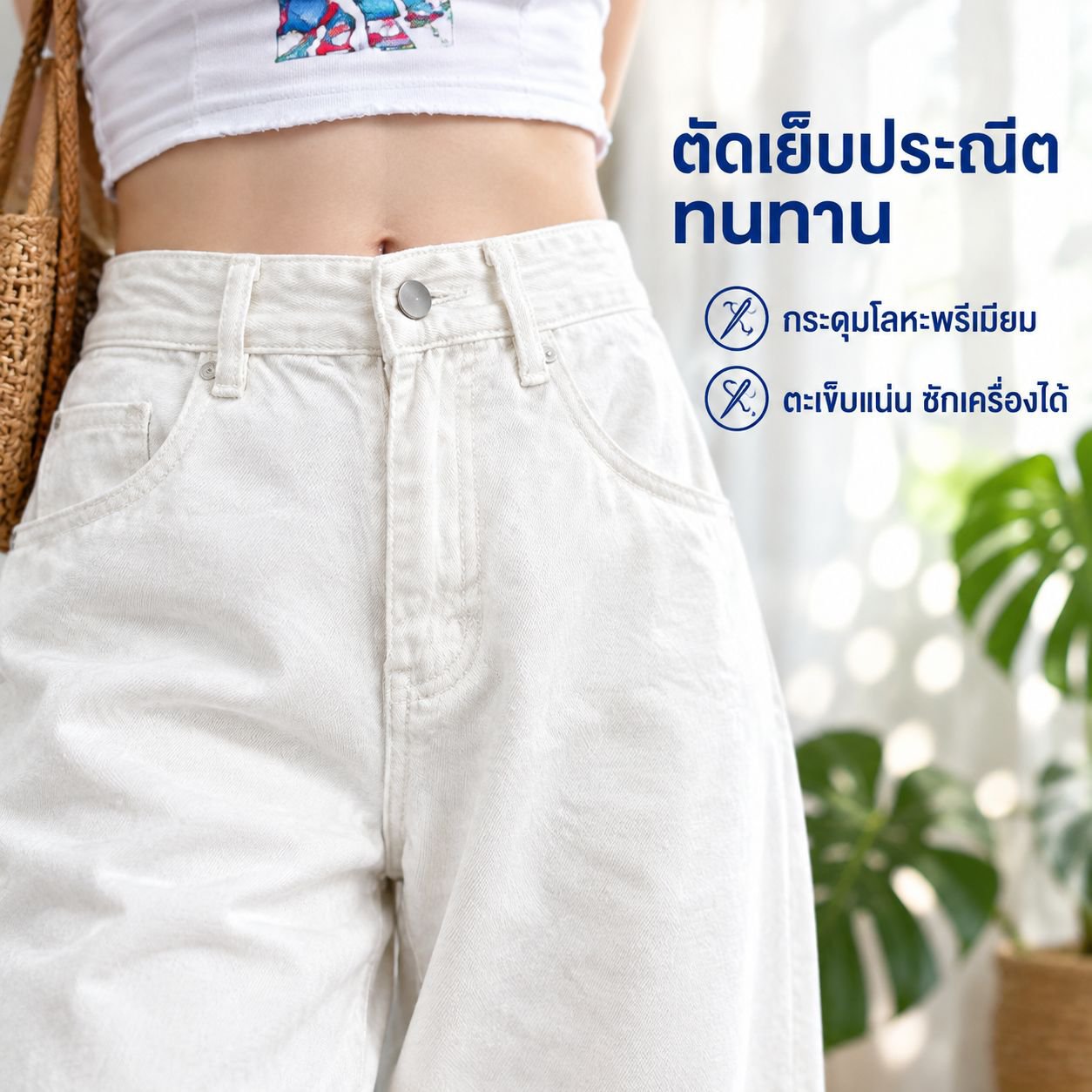 กางเกงยีนส์ขากว้างเอวสูงสำหรับผู้หญิง ใส่ได้ทั้งฤดูใบไม้ผลิและฤดูใบไม้ร่วง