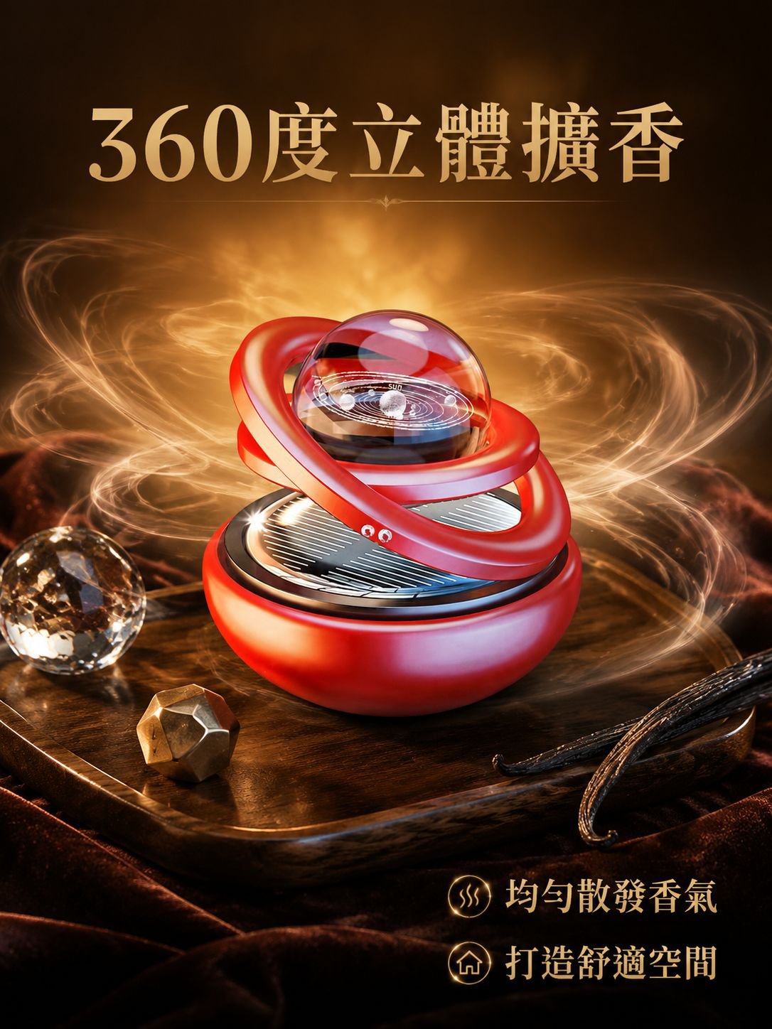 行星汽車太陽能香水裝飾男士