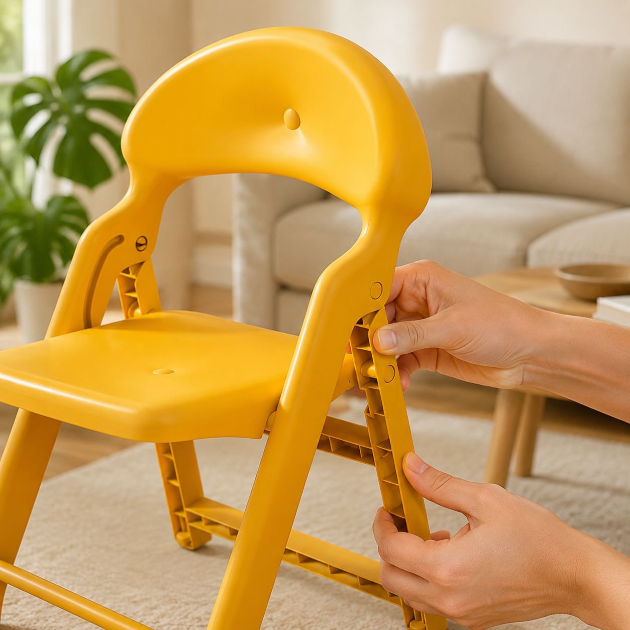Portable folding children's armchair in blue