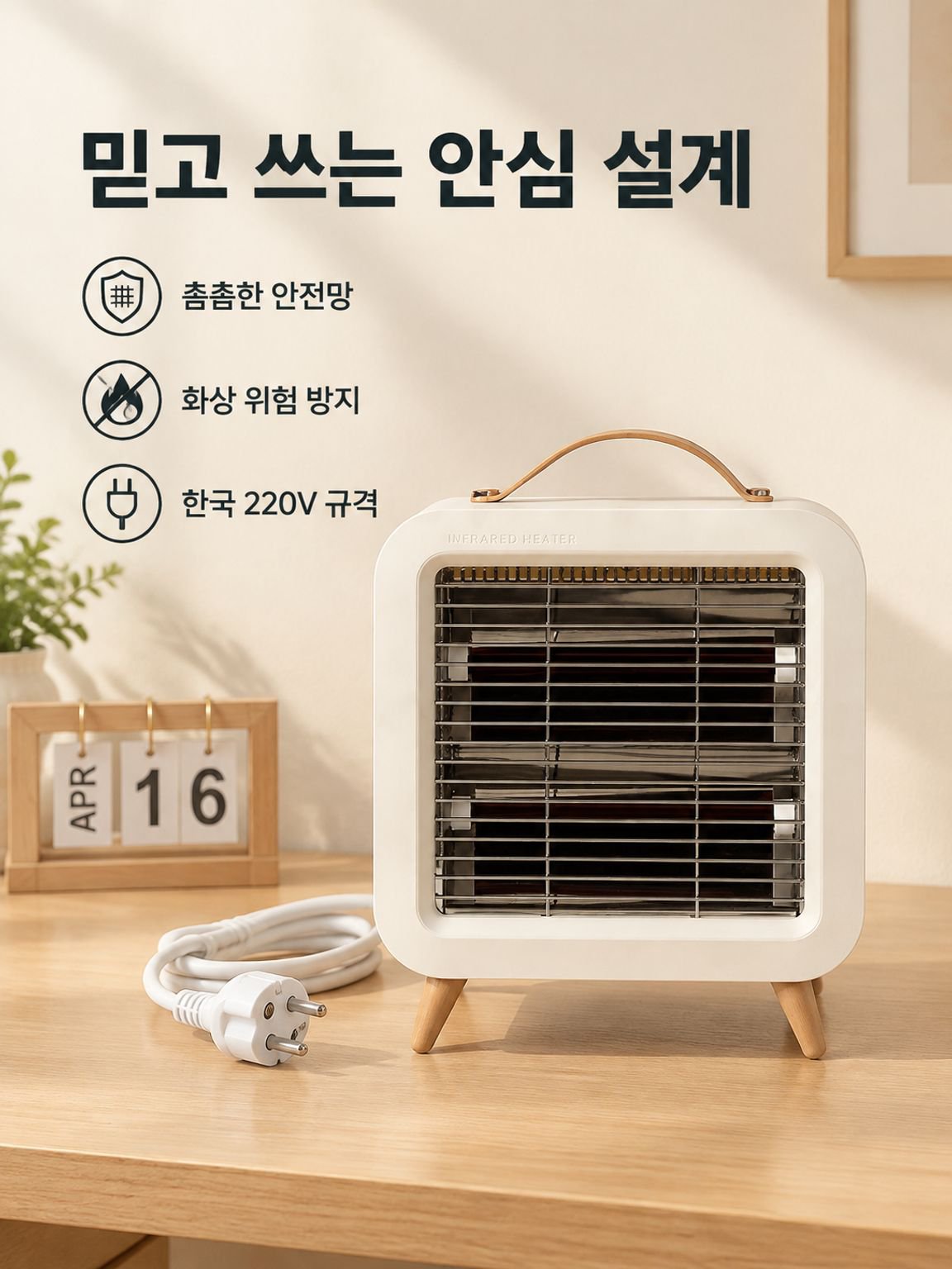 손잡이가 달린 휴대용 미니 탁상형 히터