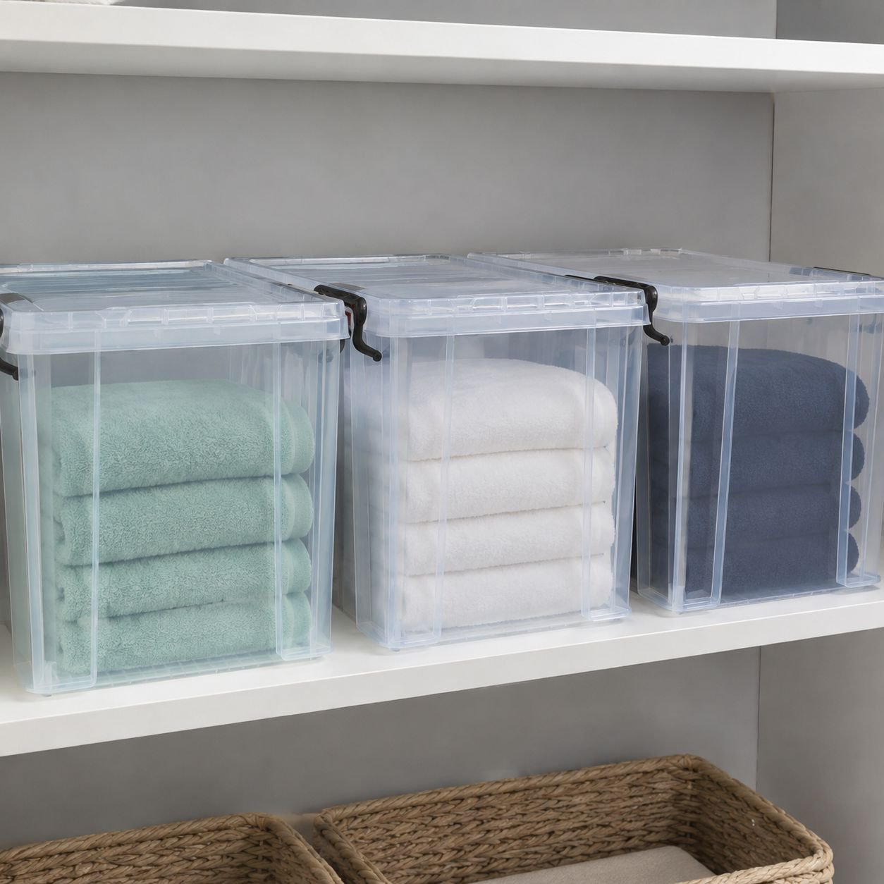 Right-Angle Transparent Plastic Storage Bin