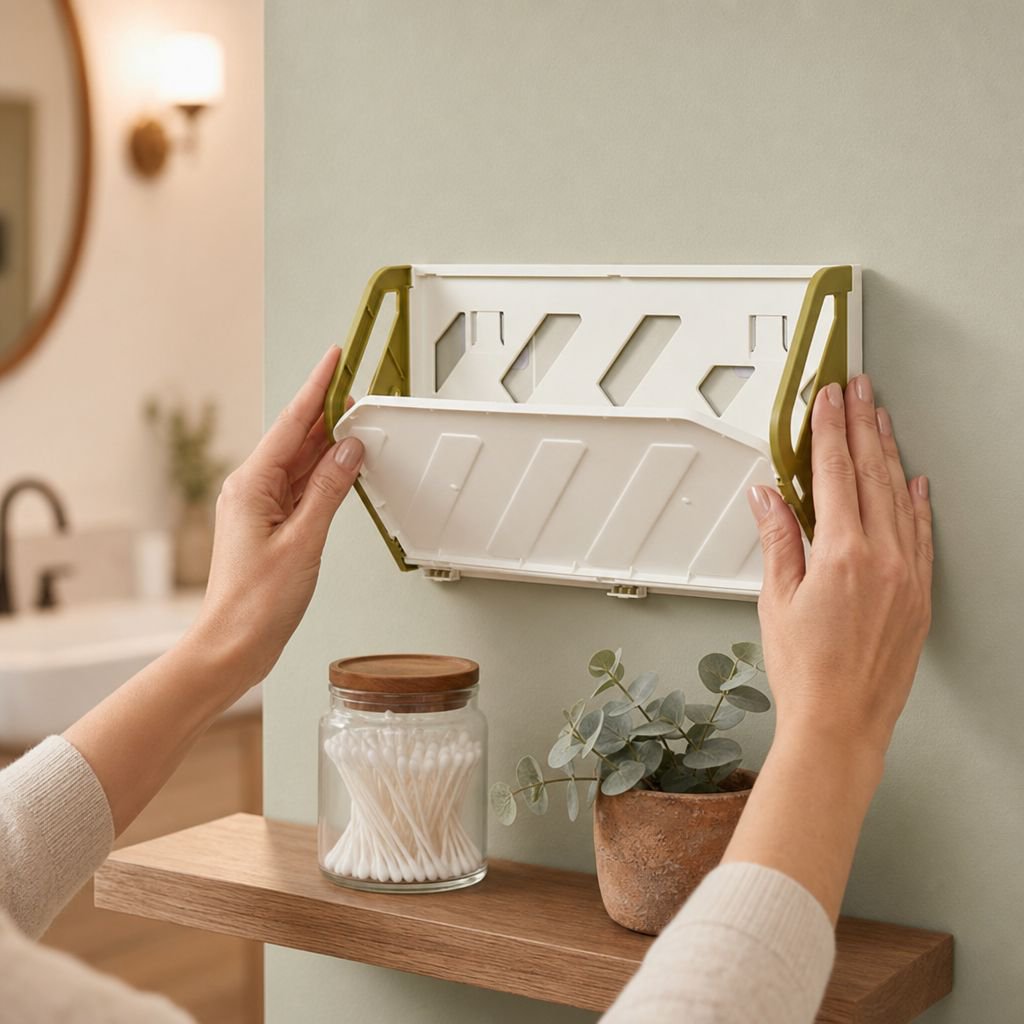 No-drill, anti-theft, simple folding wall-mounted shoe rack for home use, bathroom slipper rack.