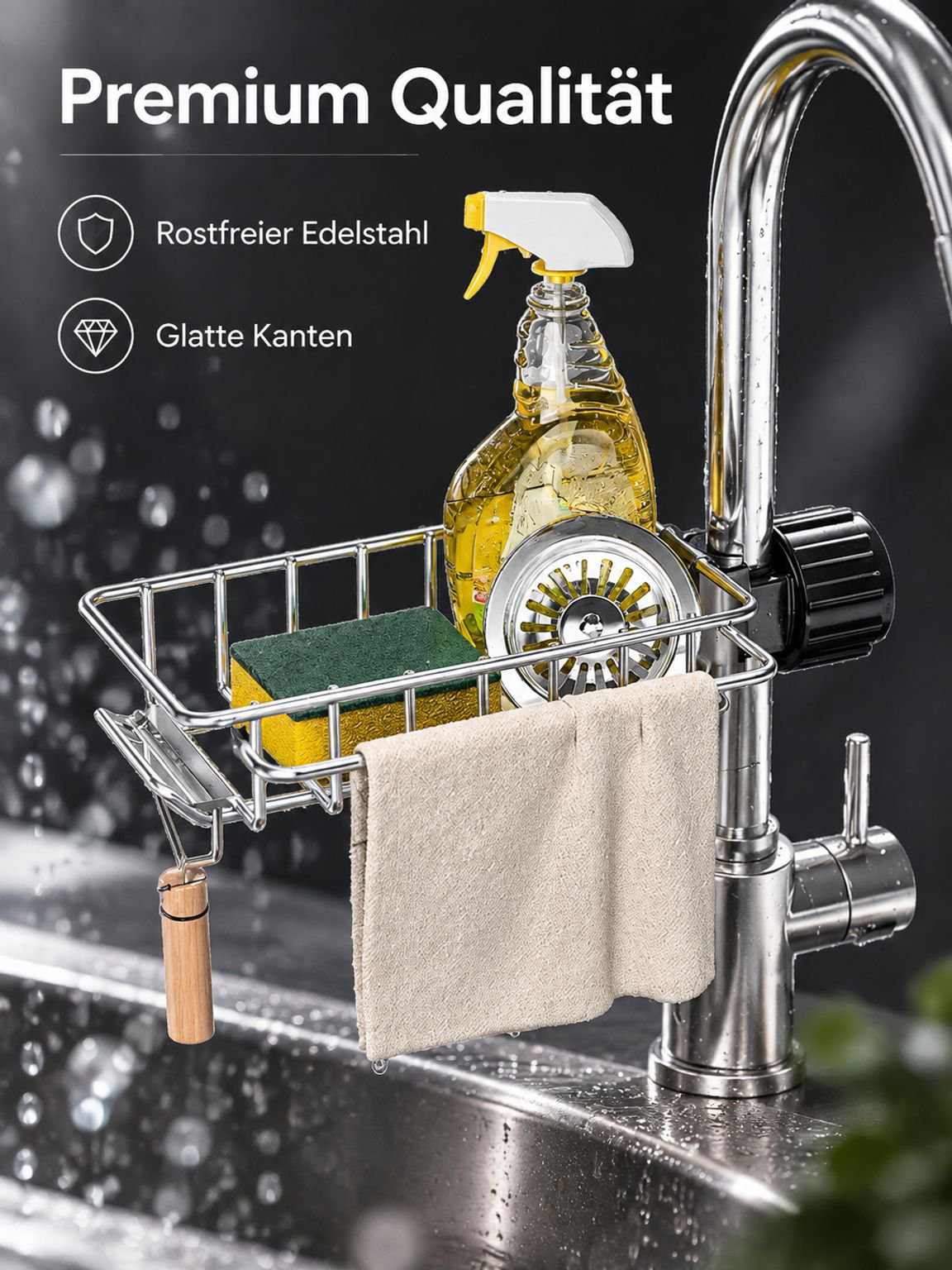 Einfache Montage des Küchenlappen-Halters ohne Bohren