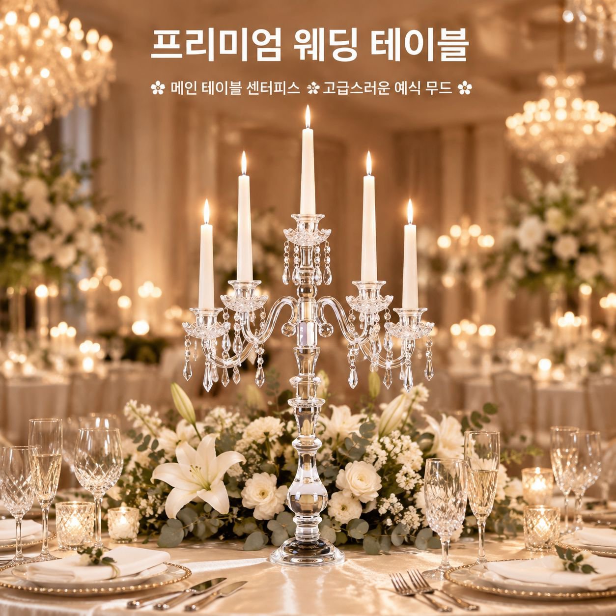 크리스탈 유리 촛불 홀더 결혼 연회 테이블 장식