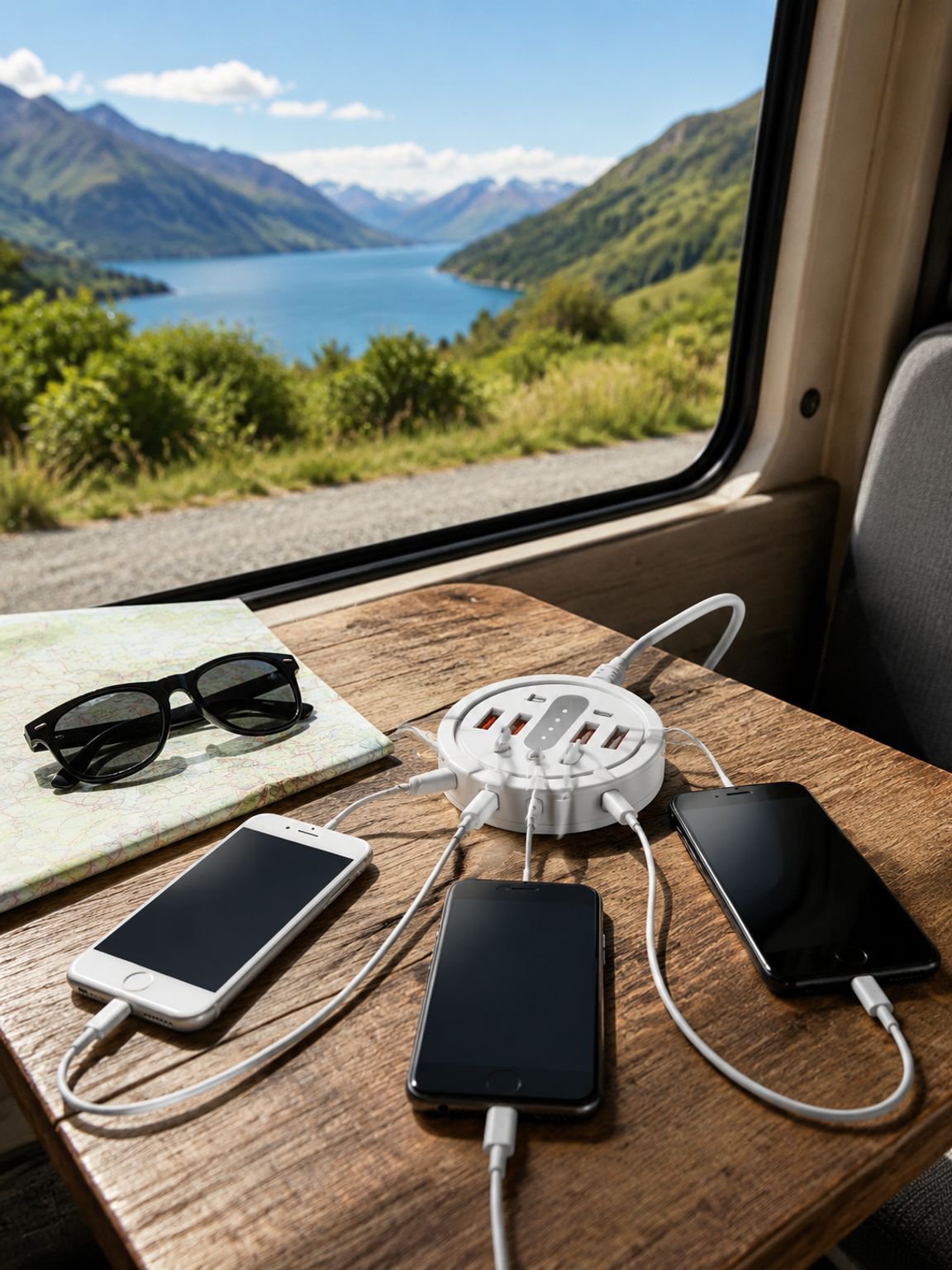 Circular 8-in-1 Portable Multi-Port Dock with USB + Type-C Fast Charging Phone Adapter Power Strip