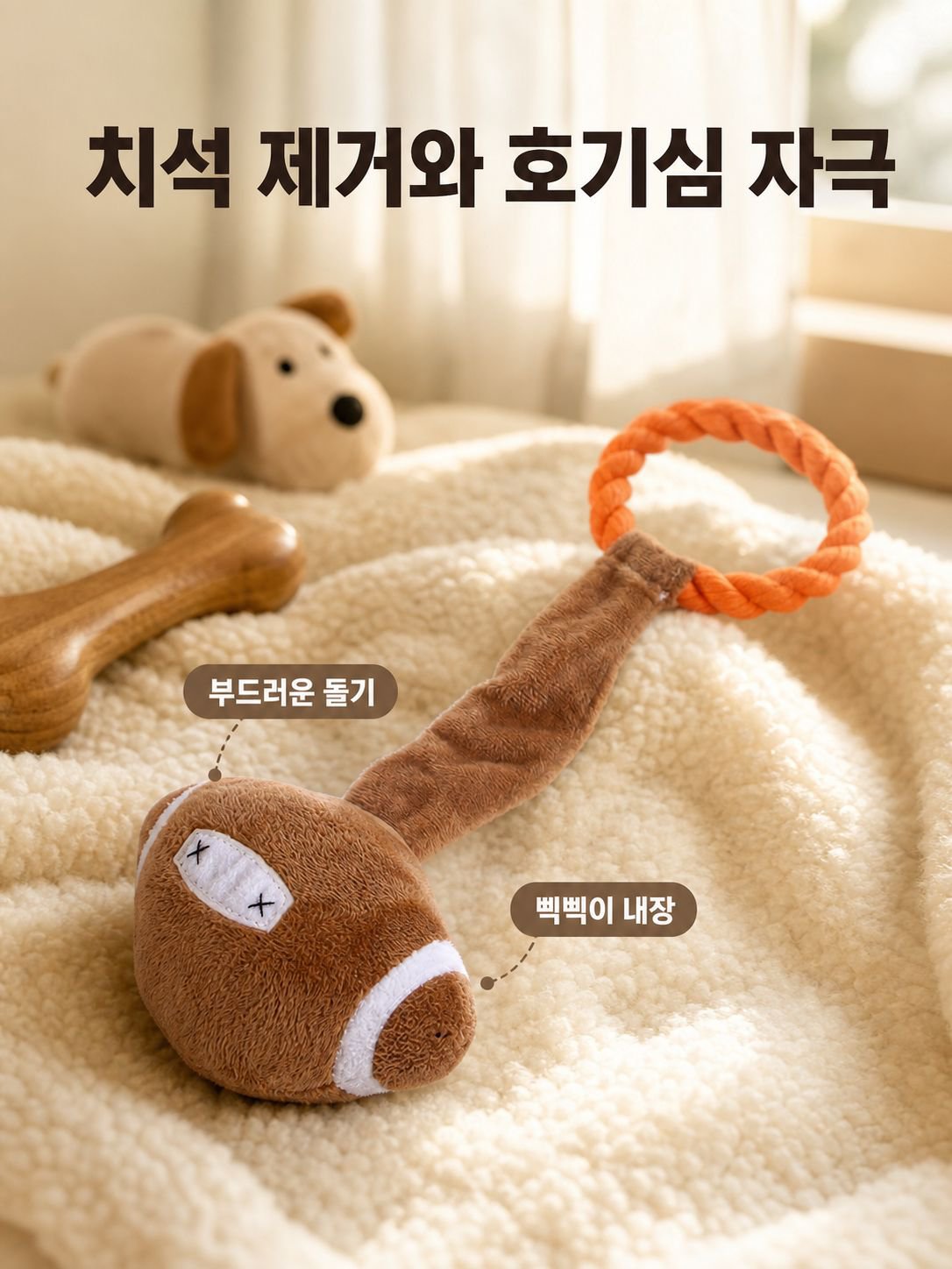 강아지 발성 당김줄 치아 세정 장난감
