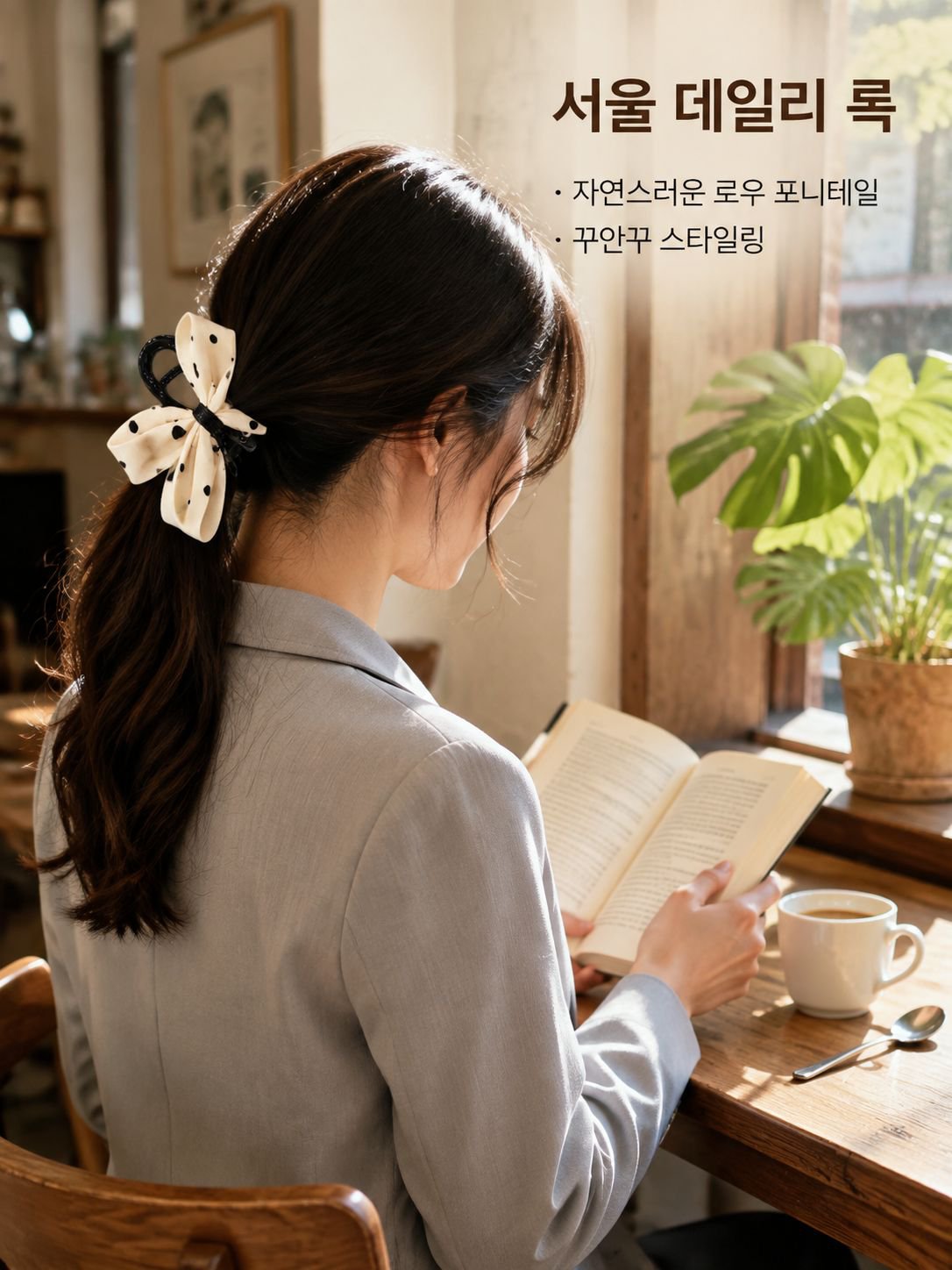 도트 리본 헤어클립