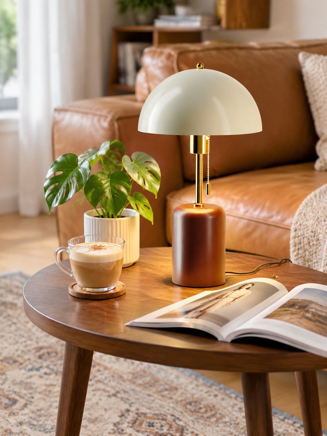Retro Nachttischlampe aus Massivholz im südostasiatischen Stil