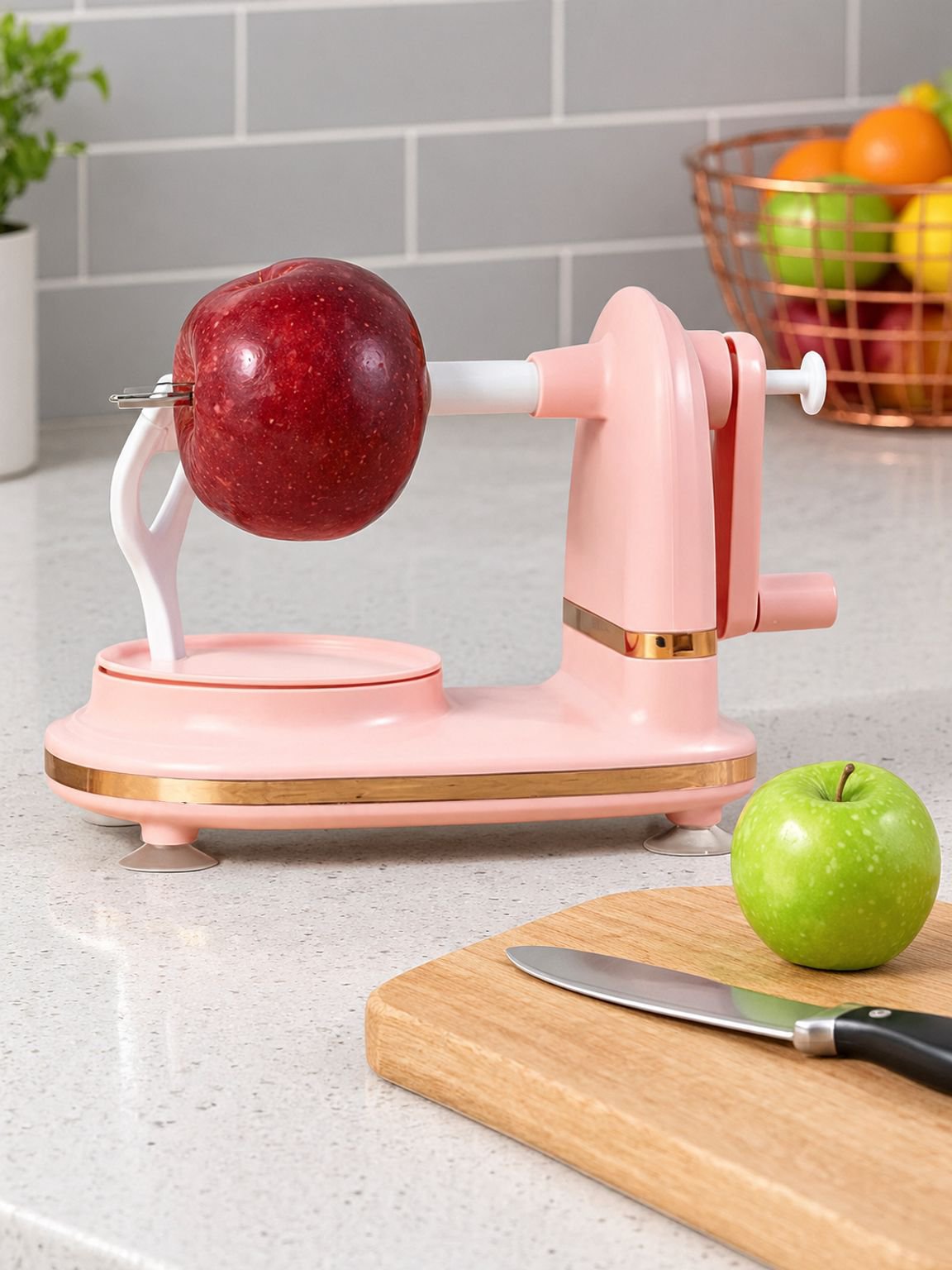 Quick fruit peeling machine with ergonomic design for home use
