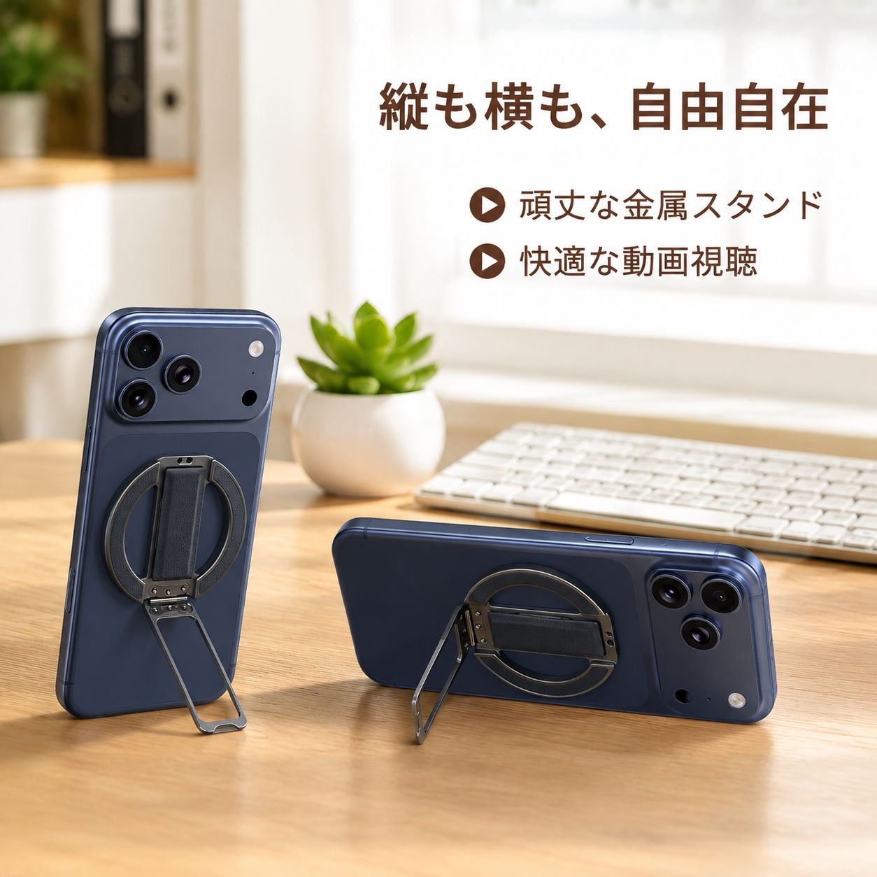 調節可能なマグネットリストバンド型スマホスタンド