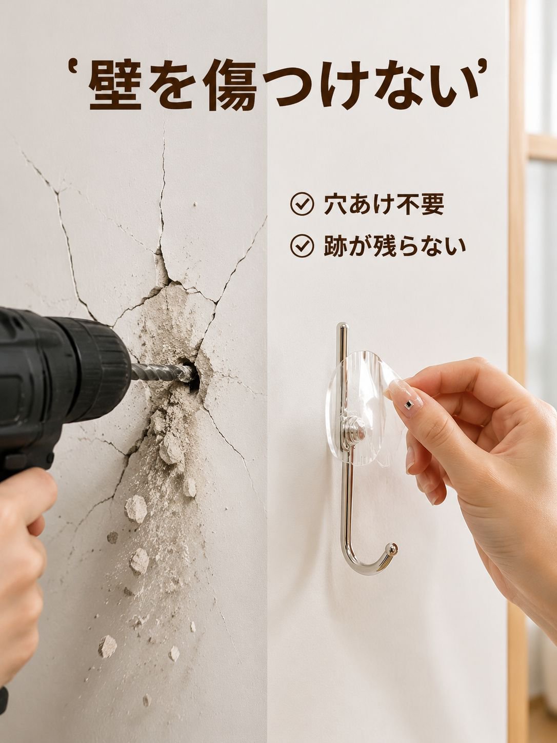 強力粘着高級感クマ型フック
