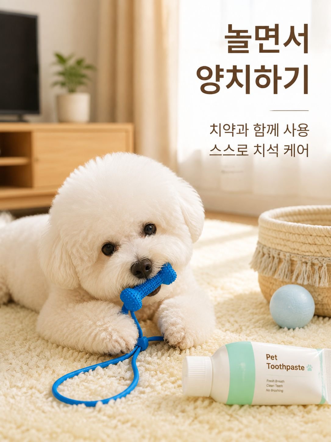 강아지 치아 스틱 씹는 장난감 이중 청결 효과