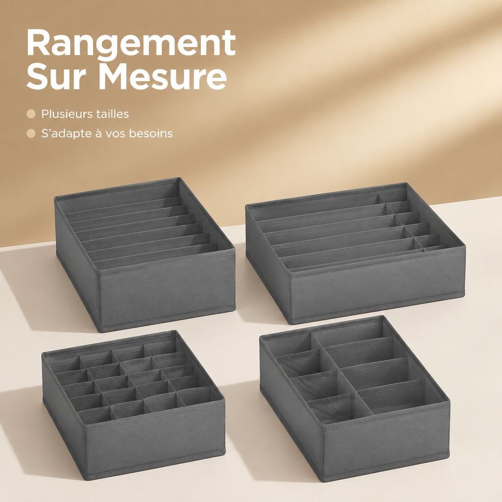 Boîte de rangement compartimentée pour sous-vêtements