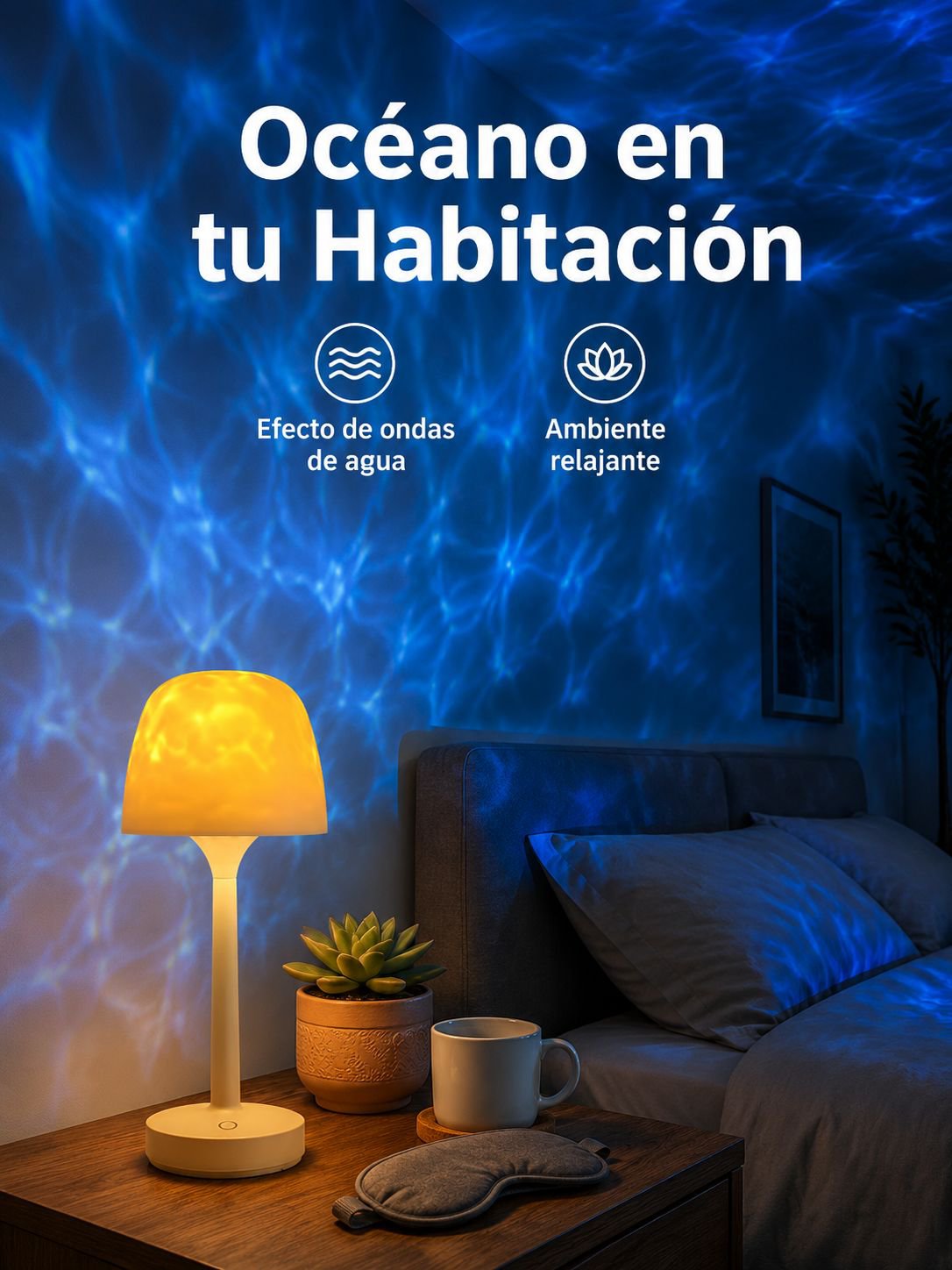 Decoración luminosa de ondas acuáticas
