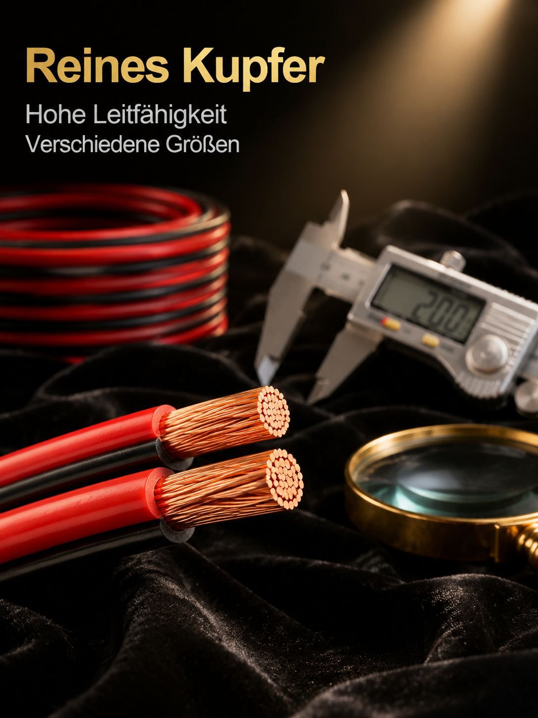 PVC Rot-Schwarz Doppelader LED-Streifen Anschlusskabel 2468 Flachband Kleinrolle 30-16AWG
