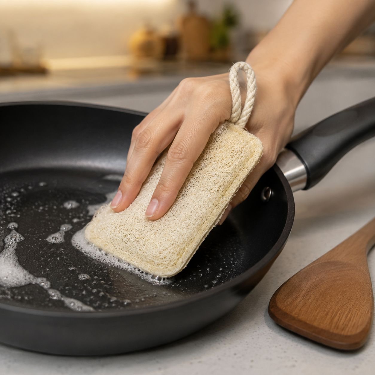 Biodegradable kitchen sponge made from wood pulp and cotton