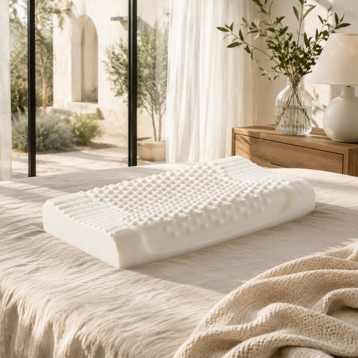 Set de regalo de almohada de masaje ondulada de látex natural