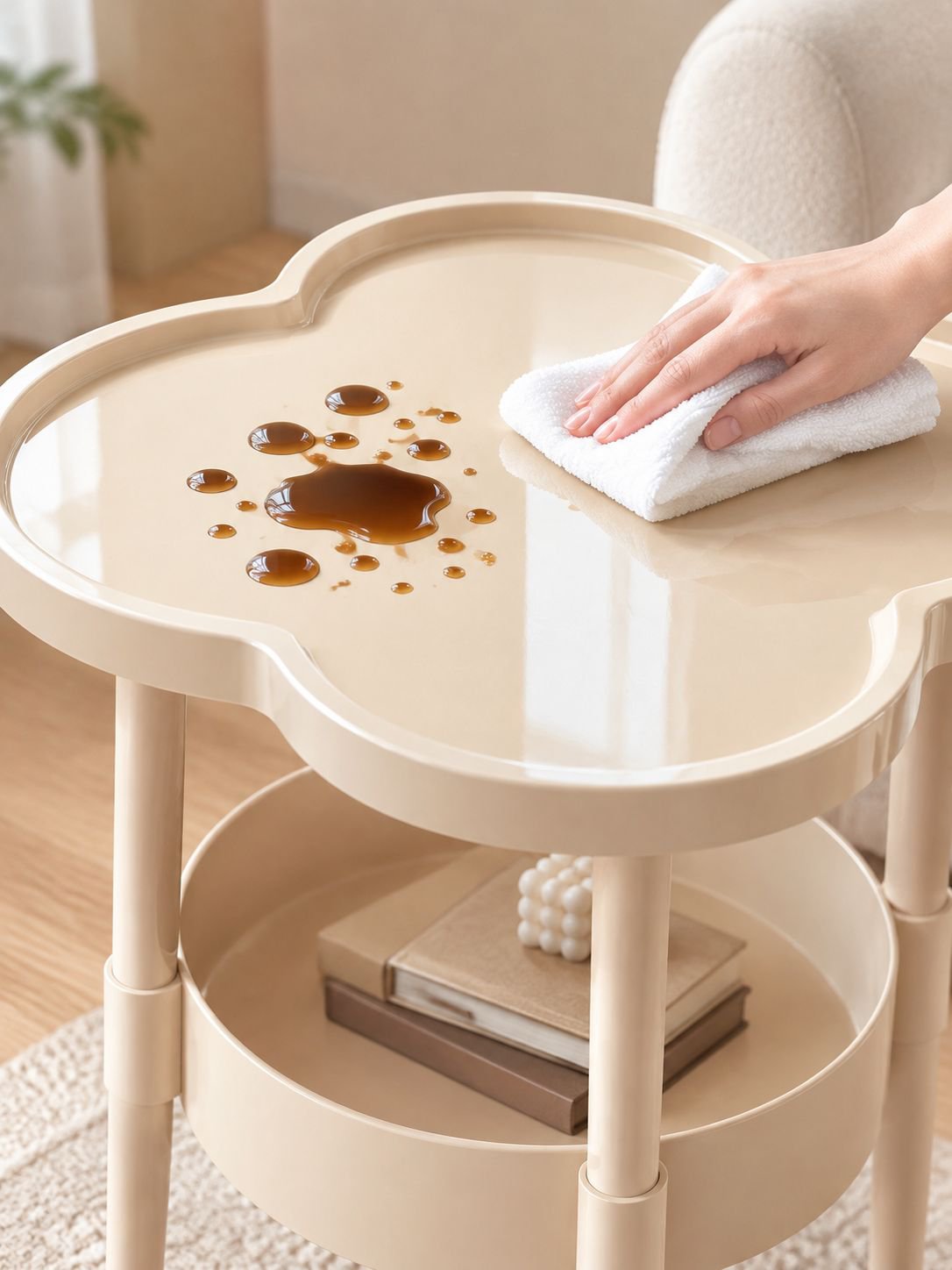 Flexibler Beistelltisch mit Rollen