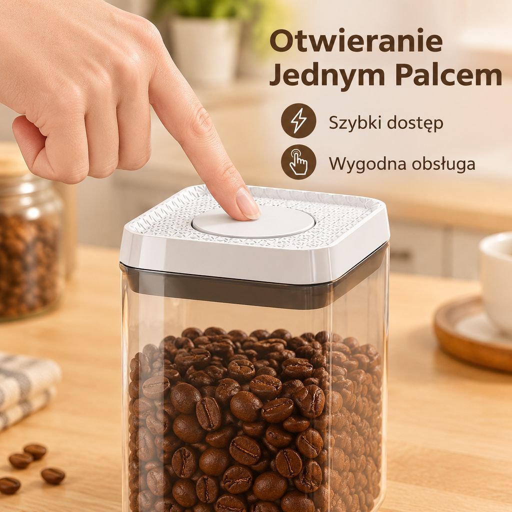 Pojemnik na zboża z uszczelką i przyciskiem