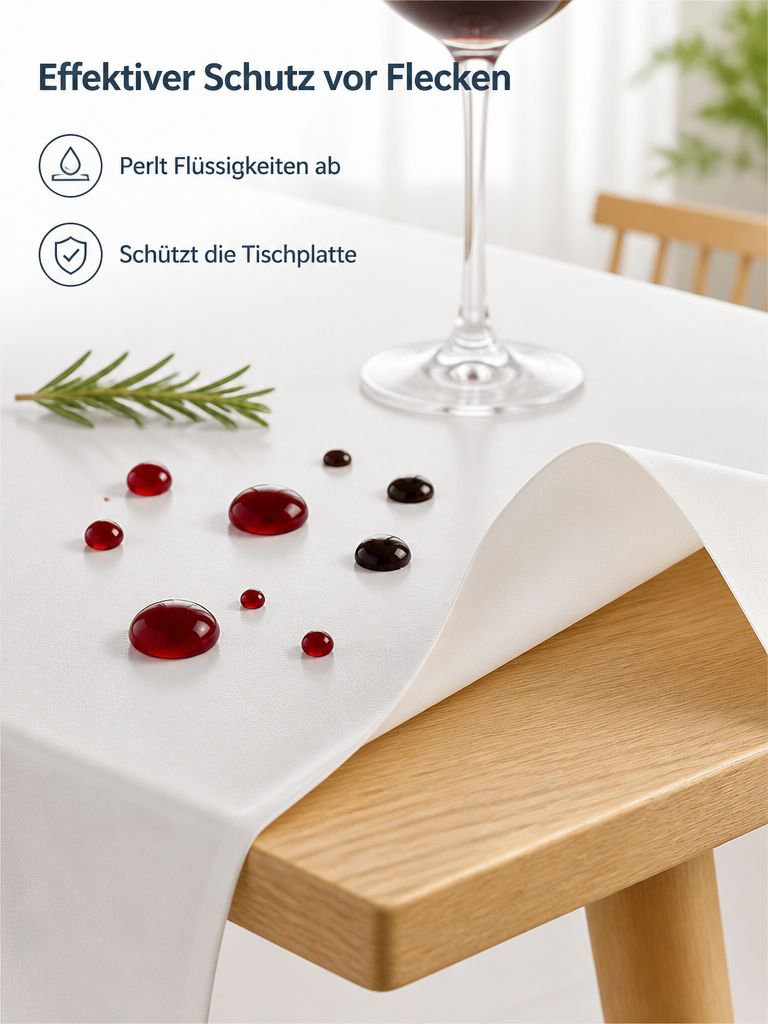 Wasserdichte einfarbige Tischdecke als praktischer Tischschutz