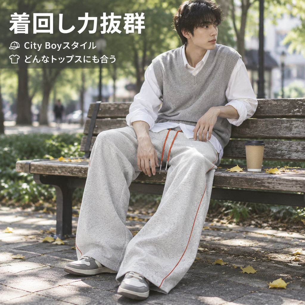 ゆったりシルエットのドレープ感ワイドパンツ