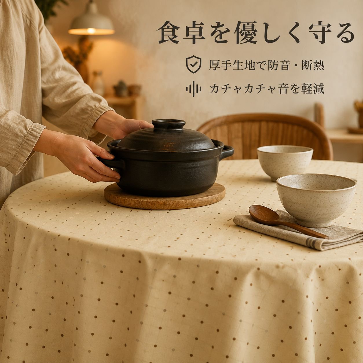 キャラメル色韓国風星ドットテーブルクロス