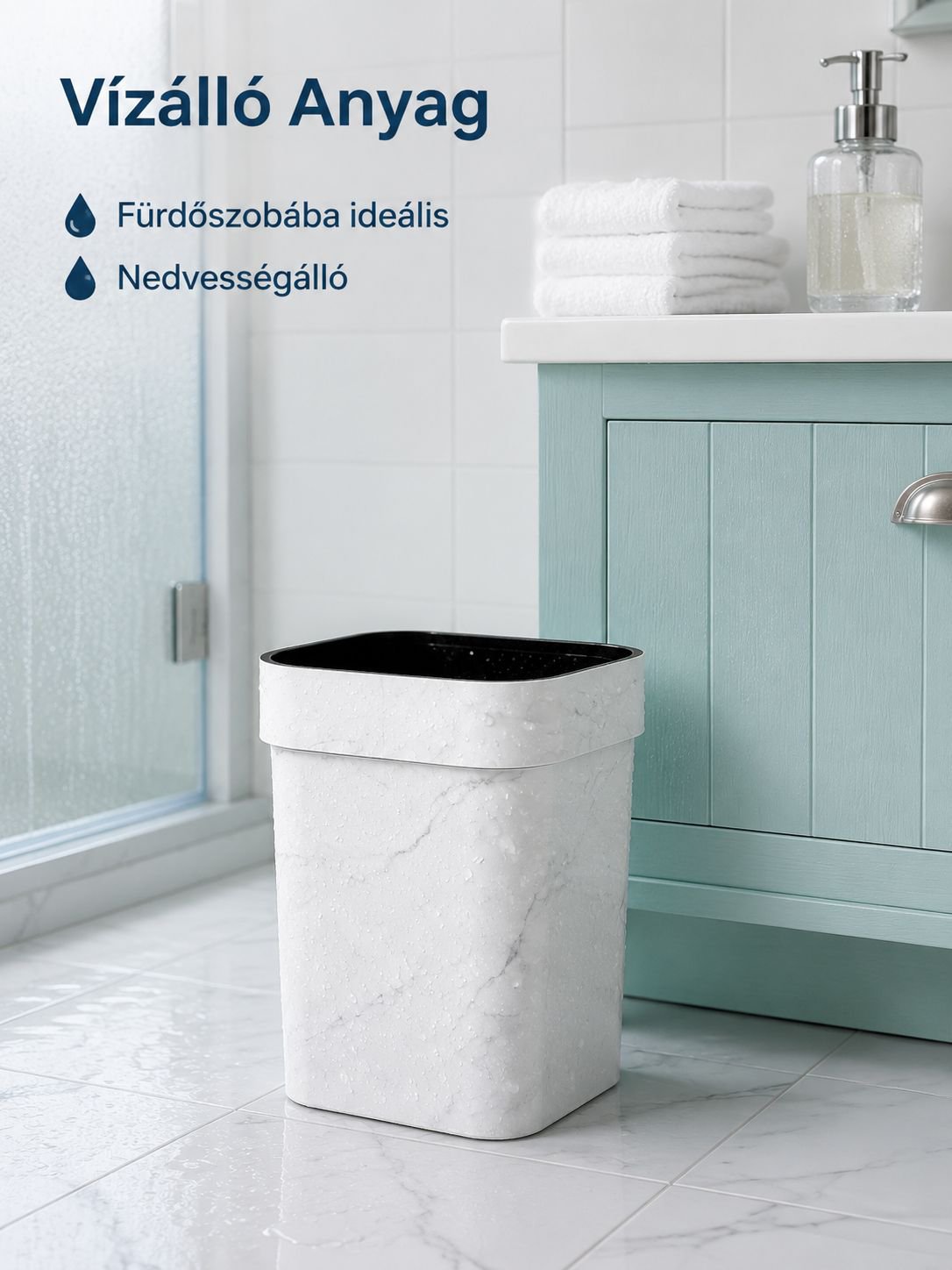 Márvány mintás, elegáns szemetes, nappaliba, hálószobába, fürdőszobába