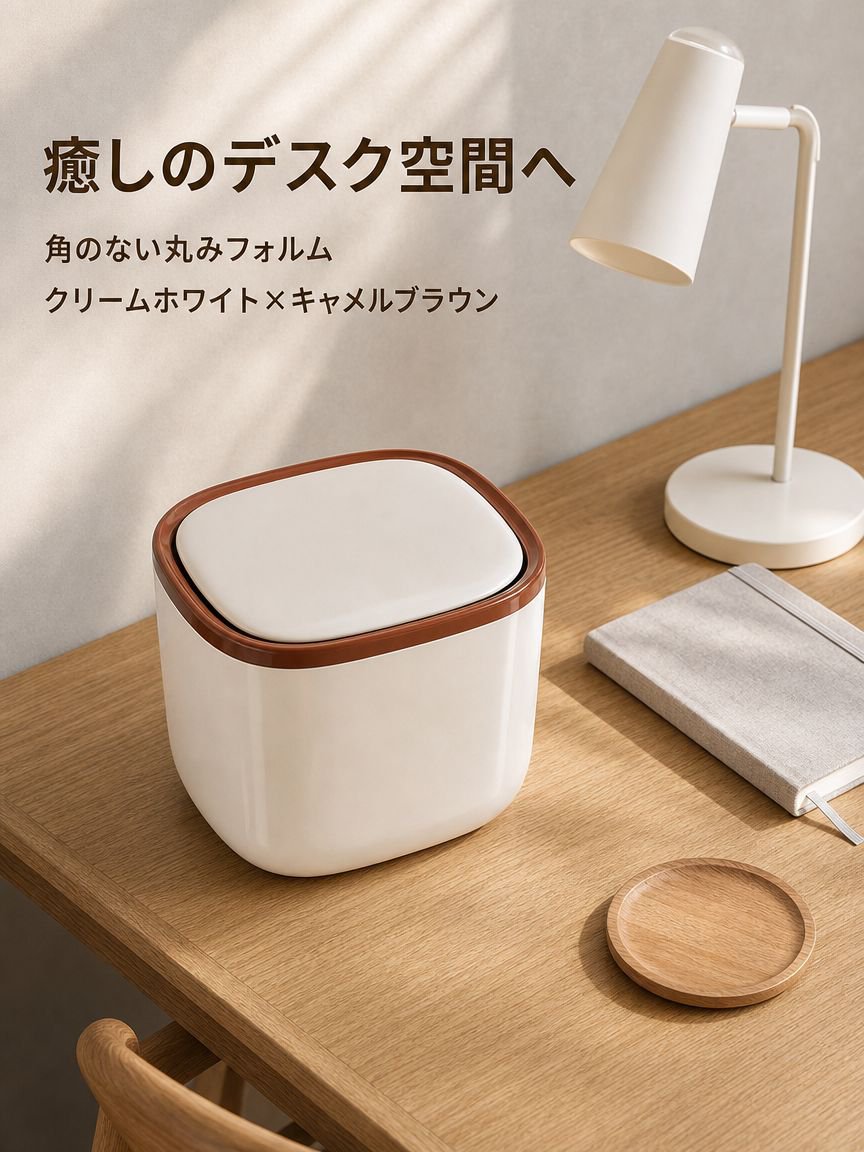 かわいいクリーム風卓上ゴミ箱