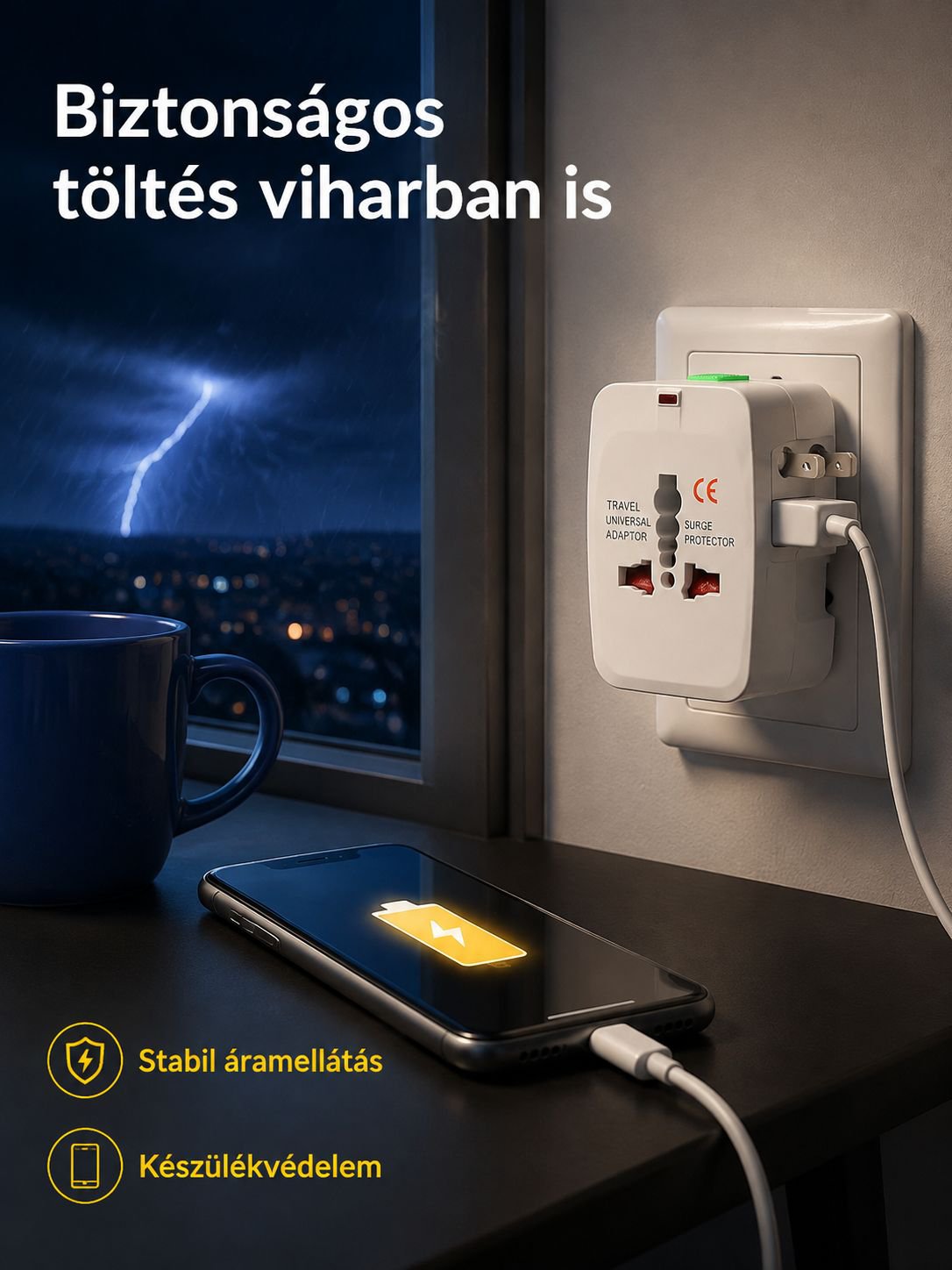 Univerzális konnektor használat közben
