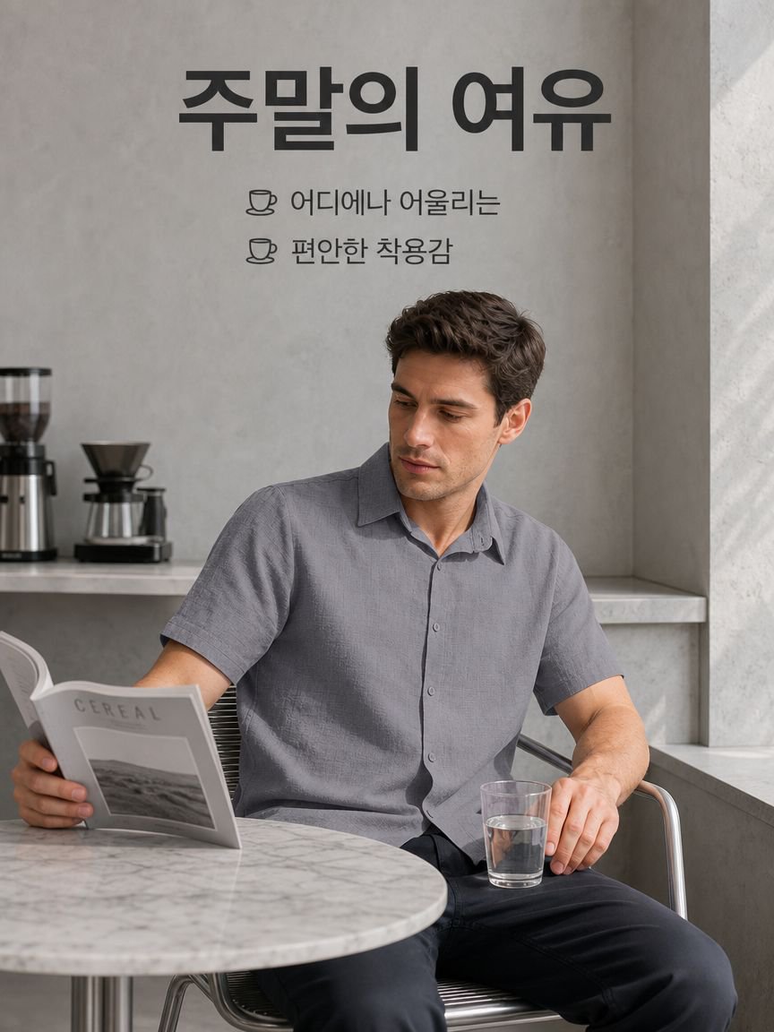 남성용 면마 캐주얼 셔츠