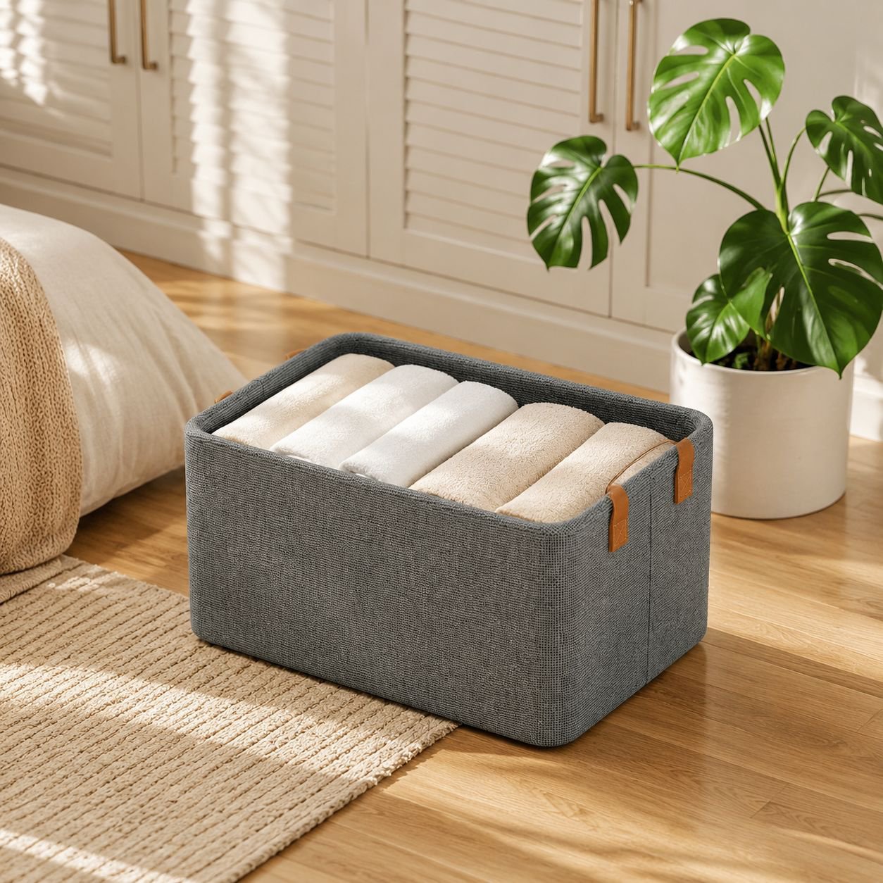 Cesta de tela gruesa de gran capacidad