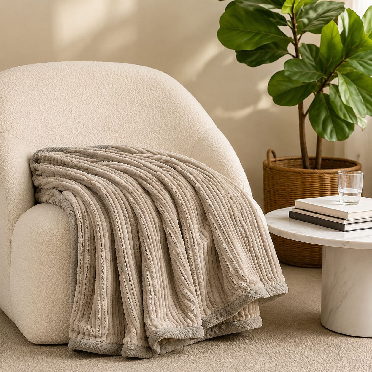 Warm napping blanket keeping employee cozy at desk
