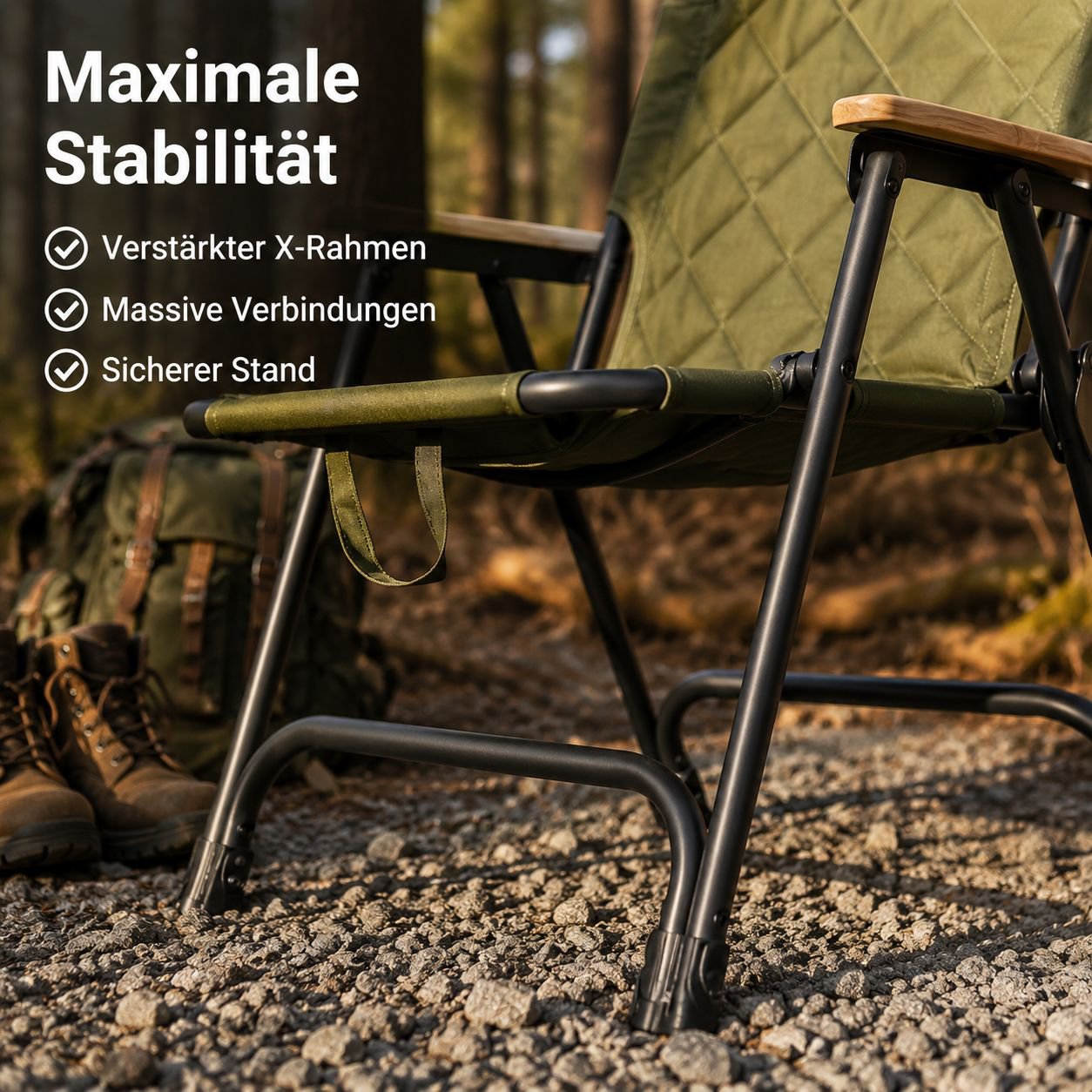 Outdoor-faltbarer, tragbarer Campingstuhl mit verdickter und verstärkter Konstruktion
