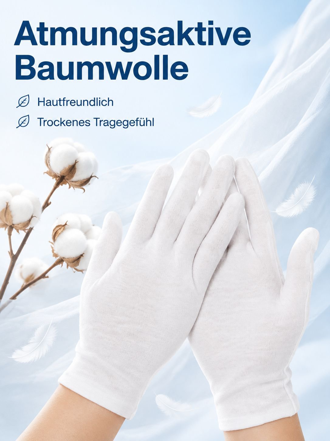 Baumwollhandschuhe – Dünn, atmungsaktiv, vielseitig für Pflege & Arbeit