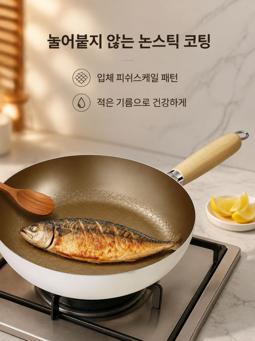 세라믹 코팅 화이트 프라이팬