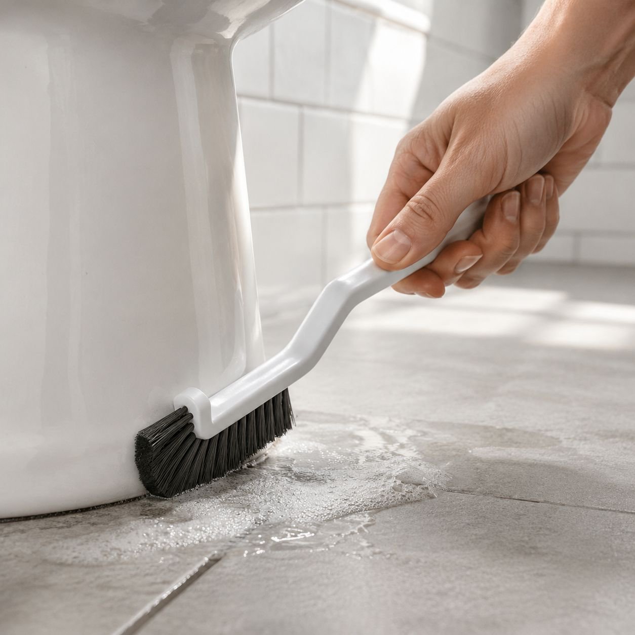 Heavy-duty tile brush cleaning bathroom shower tiles