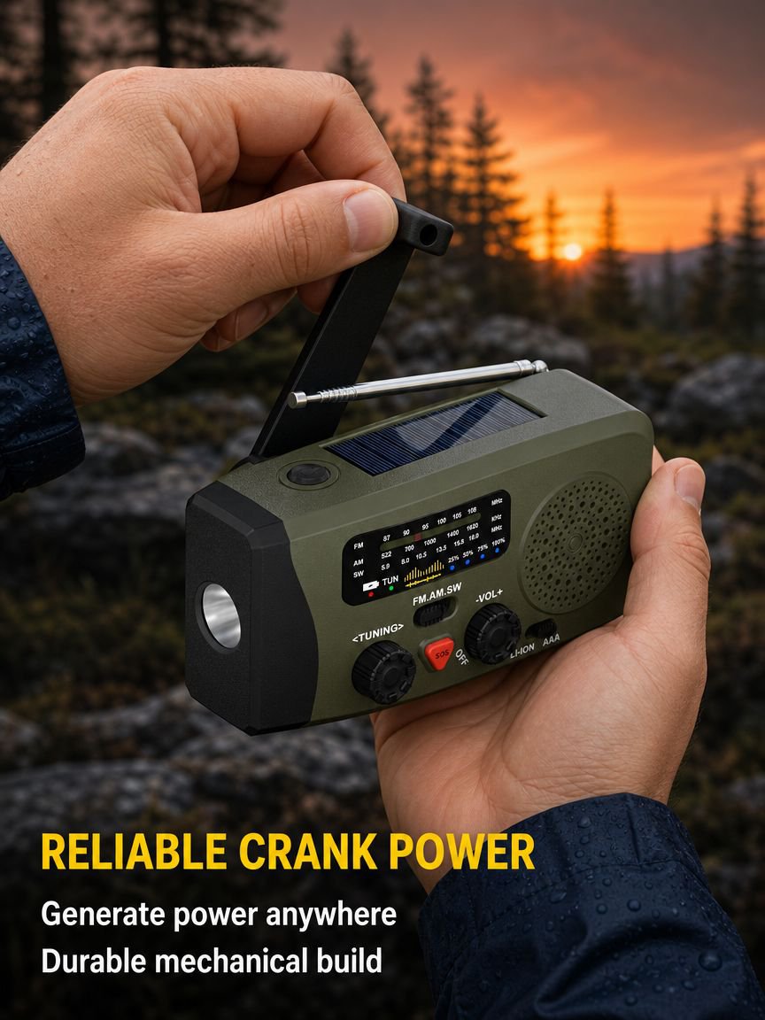 Portable emergency flashlight and radio for disaster preparedness