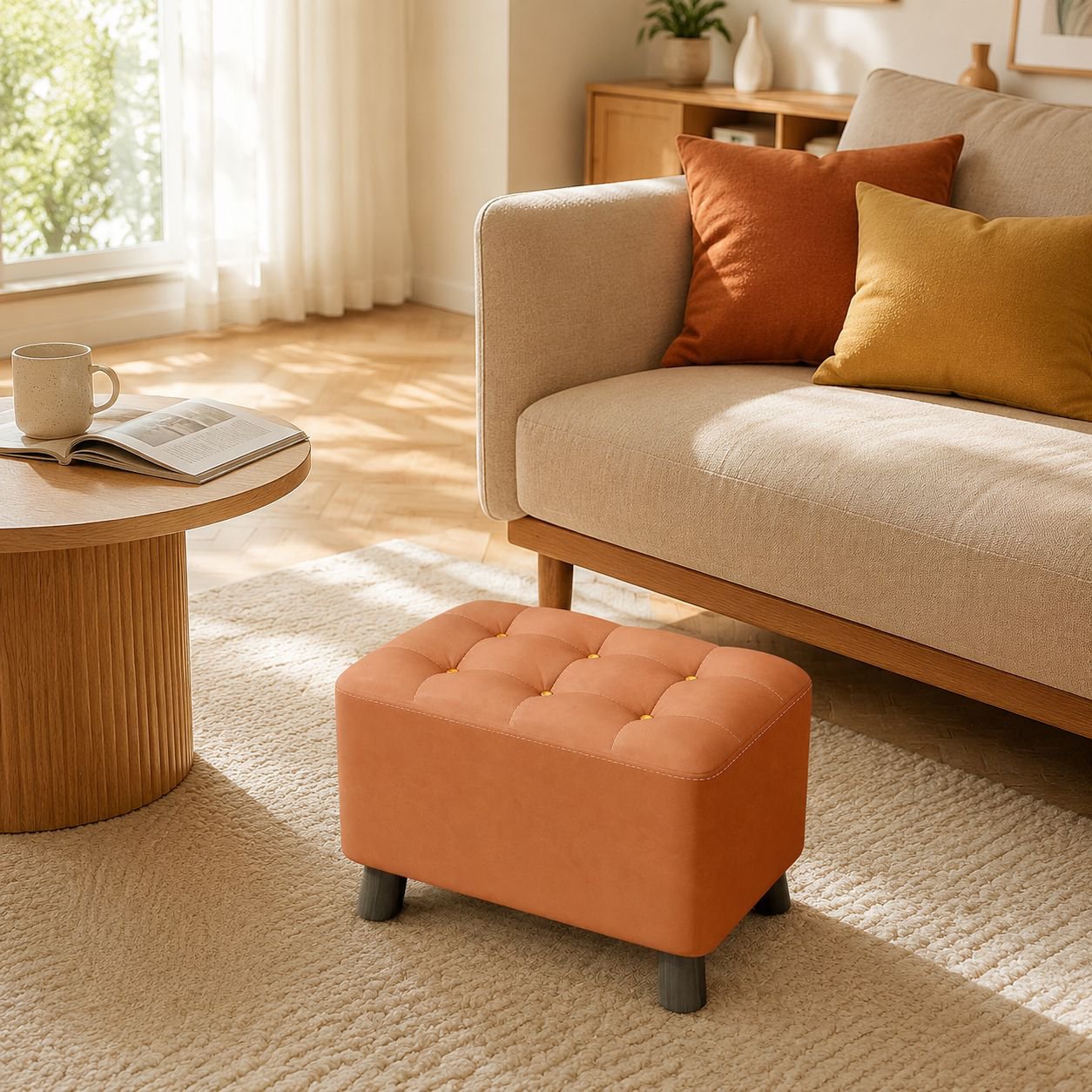 Tabouret d'entrée carré créatif, également repose-pieds pour canapé