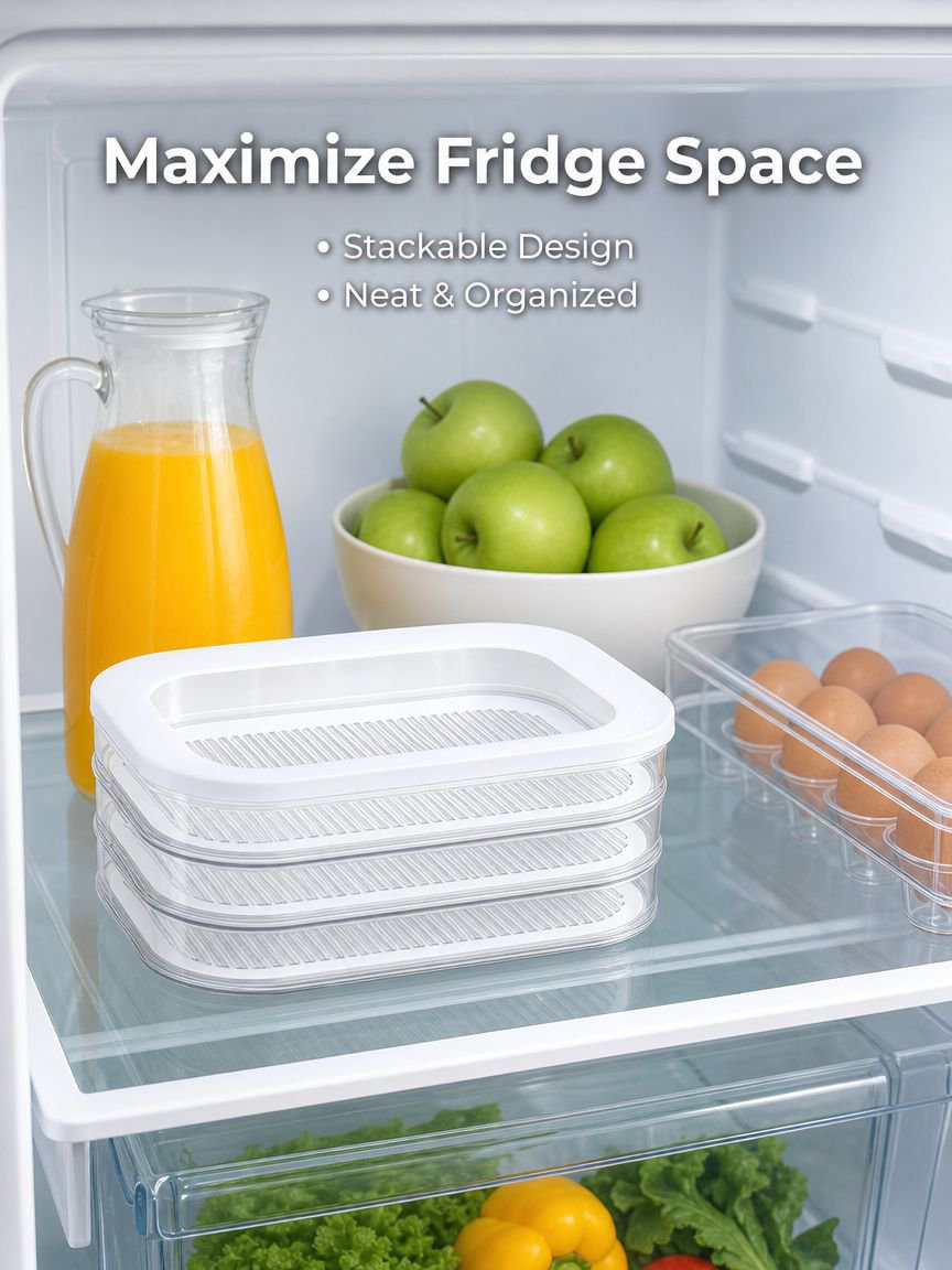 Food Fresh-keeping Portion Box, Freezer Sealed Storage Box, Multi-layer Refrigerator Organizer