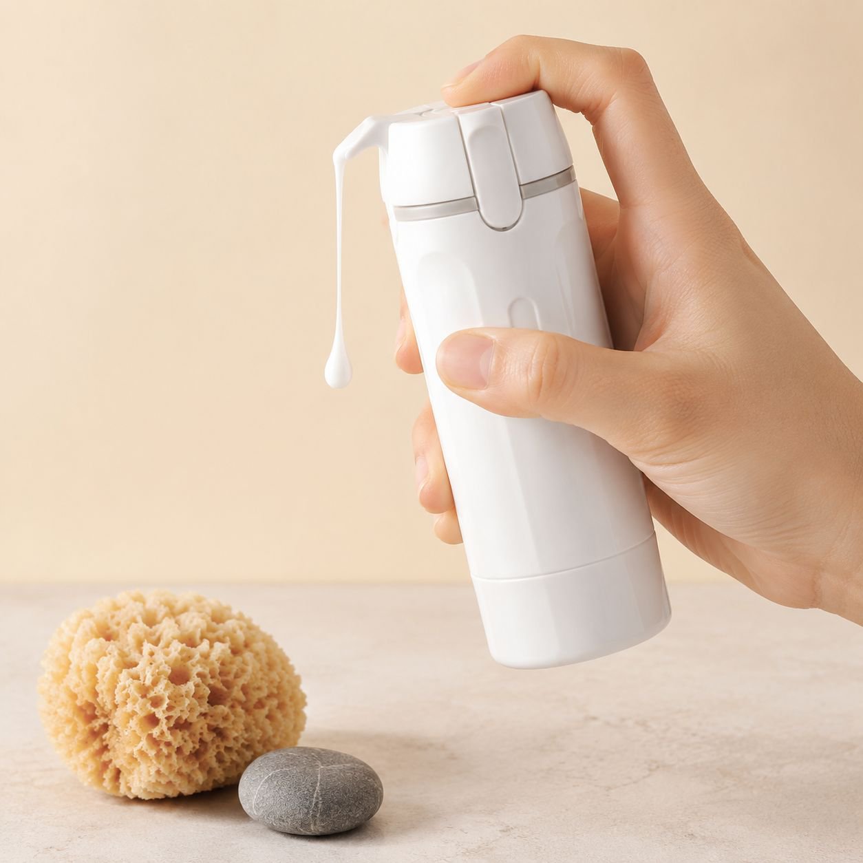 Refillable travel toiletry bottle with rotating cap