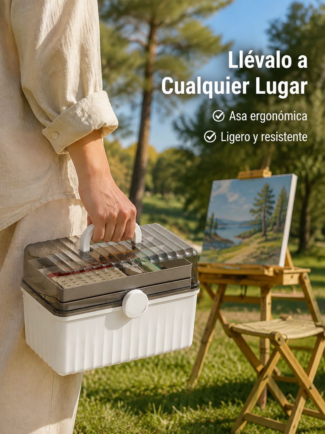 Caja de almacenamiento portátil multifuncional para herramientas de pintura