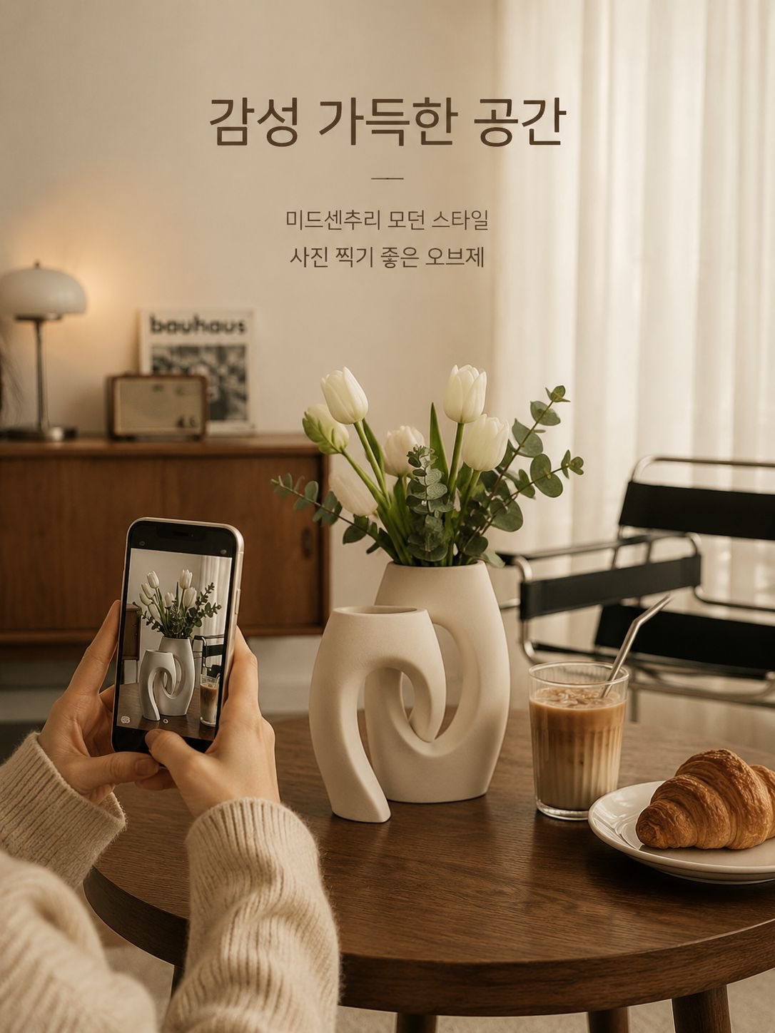 화이트 아트 장식 화병